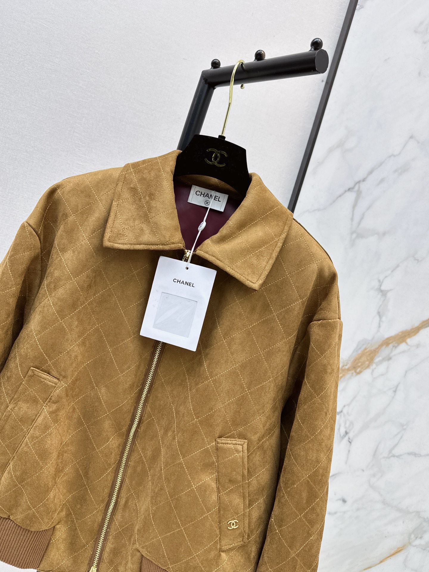 Chan 26fw suede fleece zipper jacket