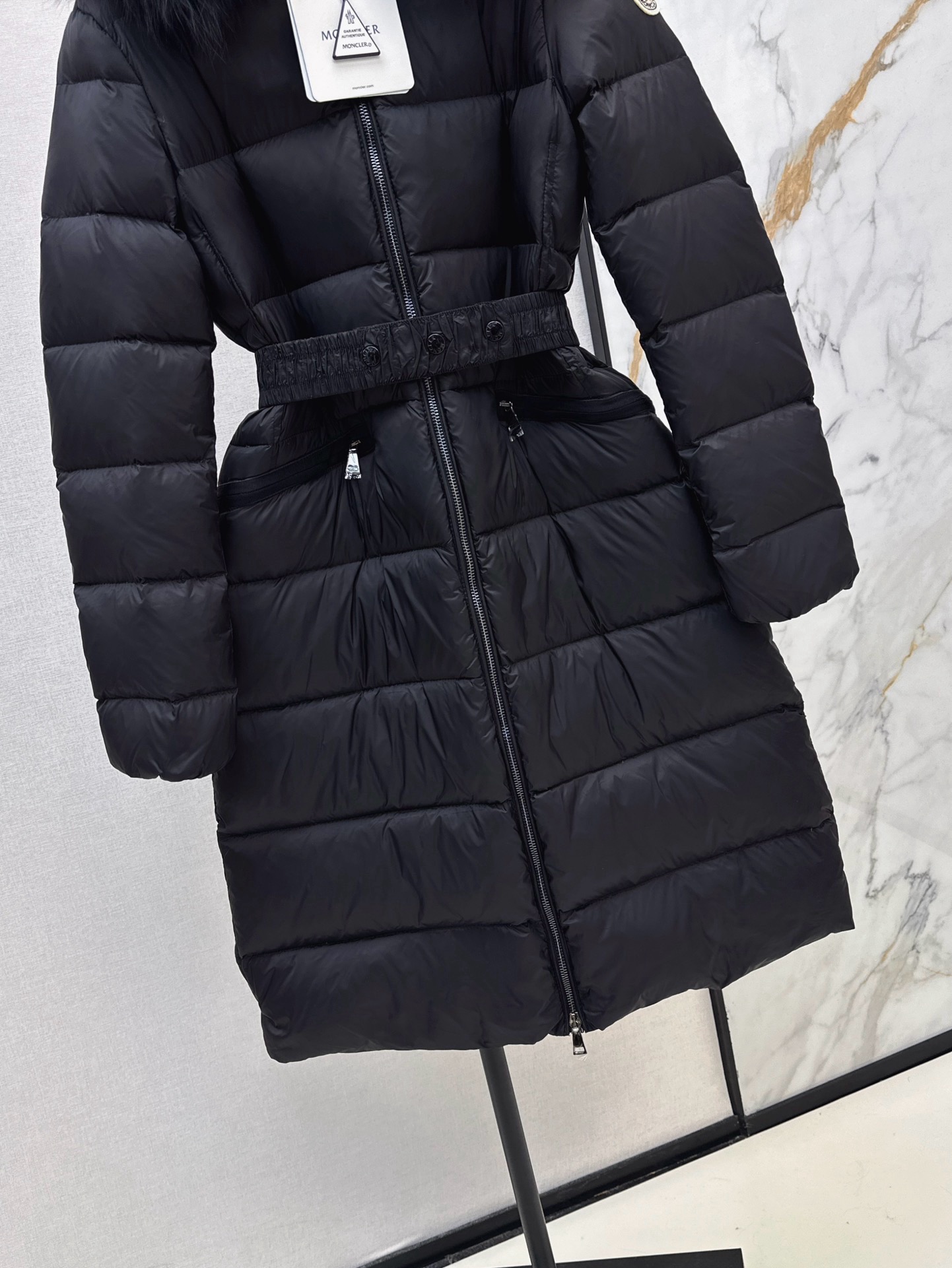 Monc 26fw fur-trim belted down jacket