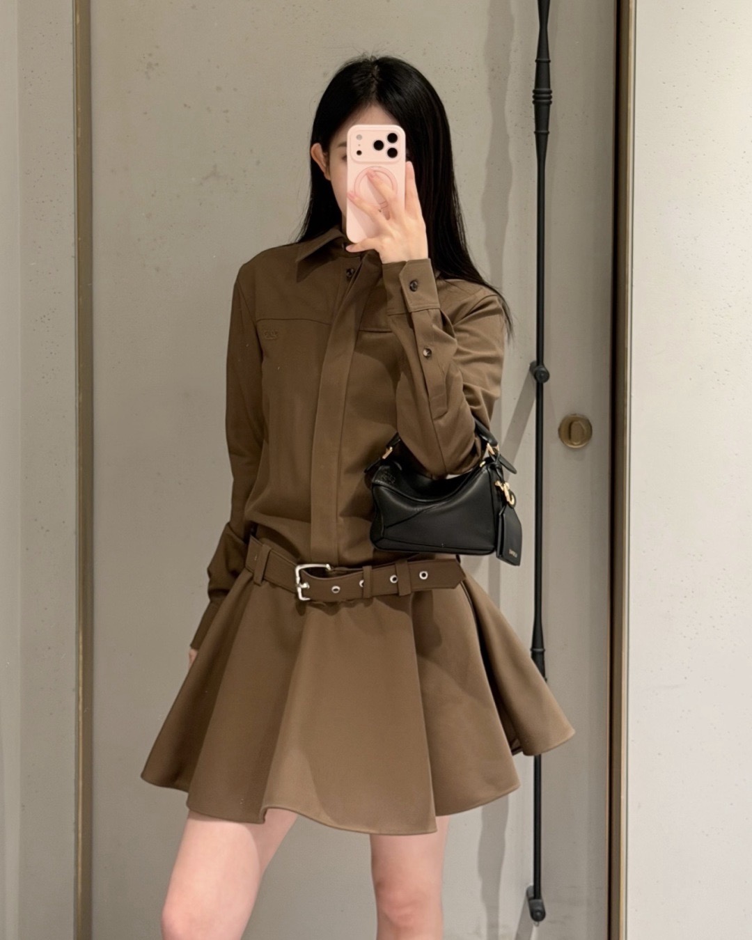 Loe 26fw belted shirt dress