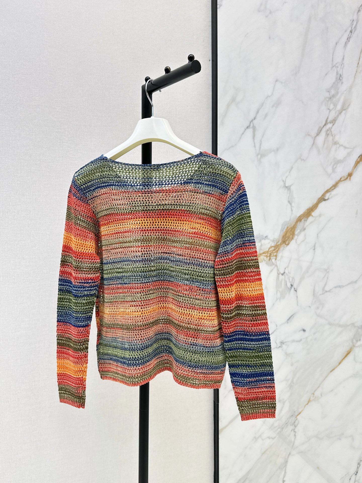 Loe 26fw stripe hollow knitwear