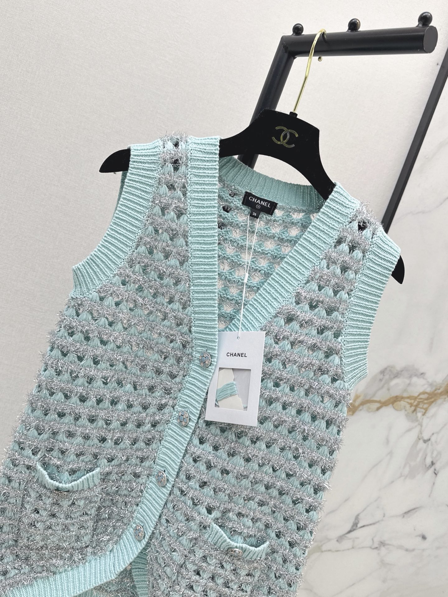 Chan 26fw hollow knit vest