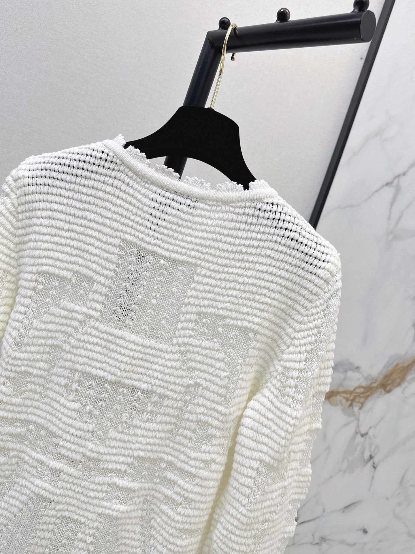 Chan 26fw jacquard hollow cardigan