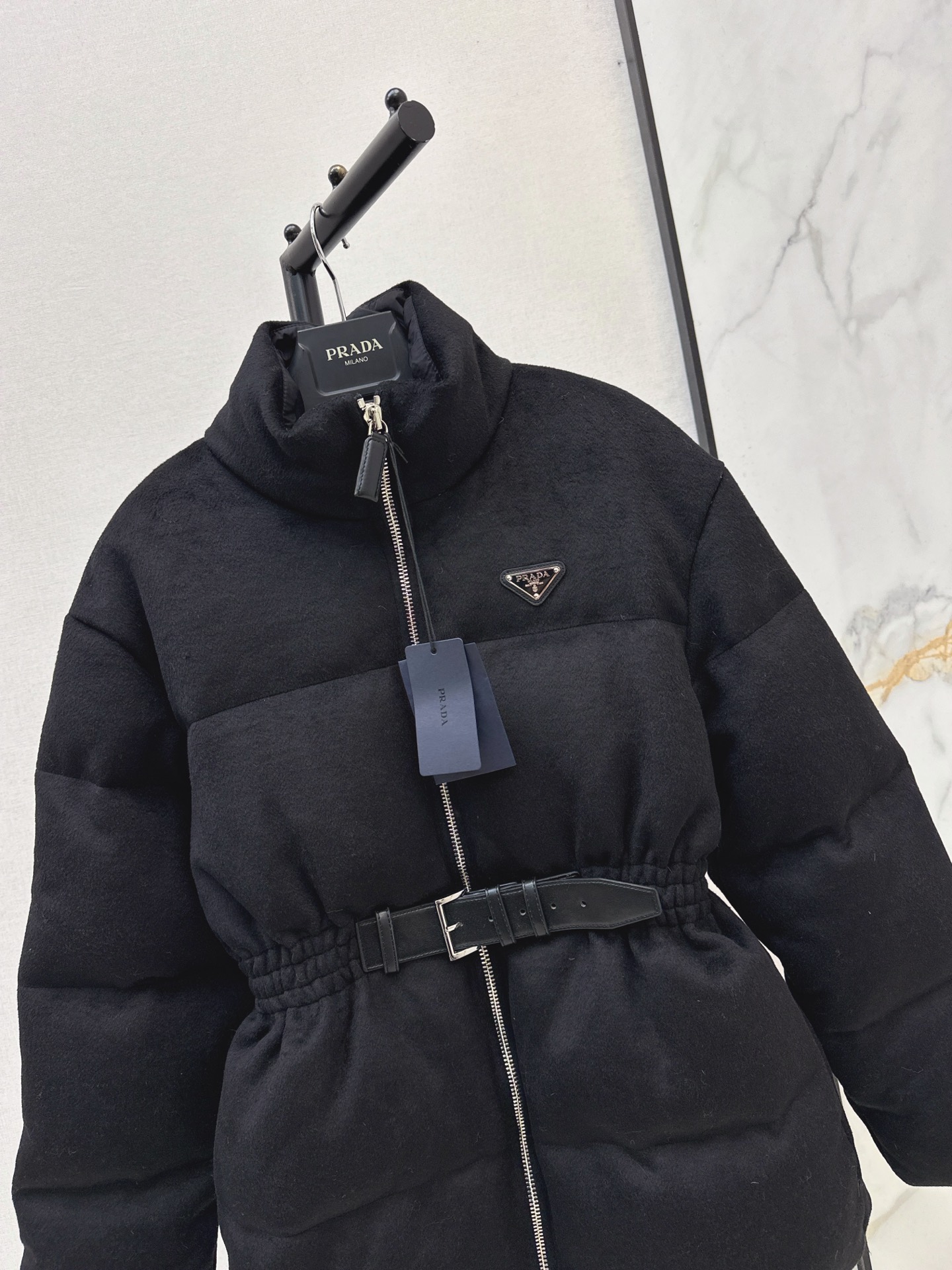 Pra 26fw belted woolen down jacket