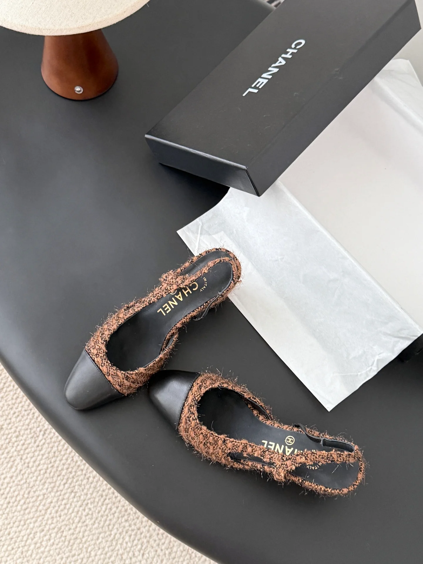 Chan 25fw slingback chunky heels