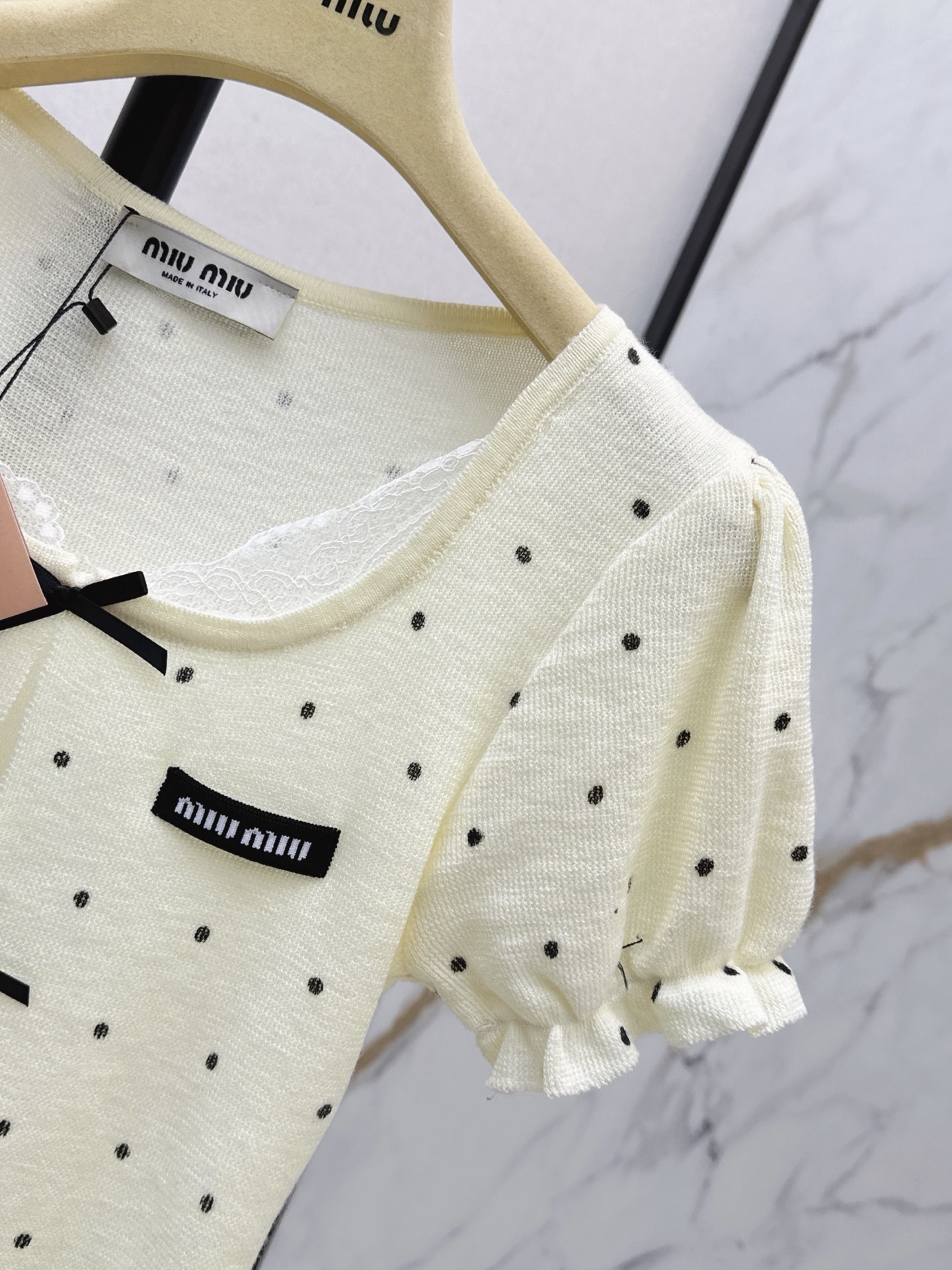 Miu 26ss pokla dots knit top