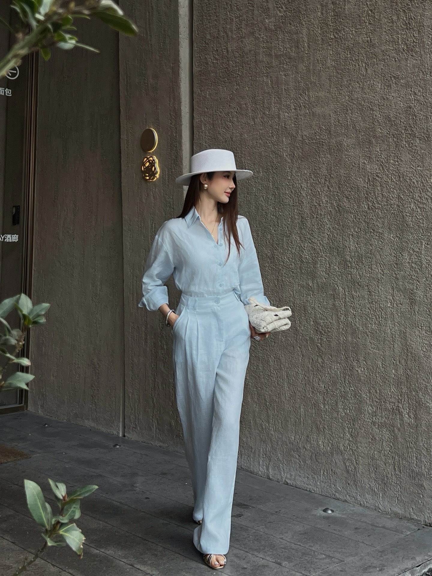 Brun 26ss linen straight-leg pants