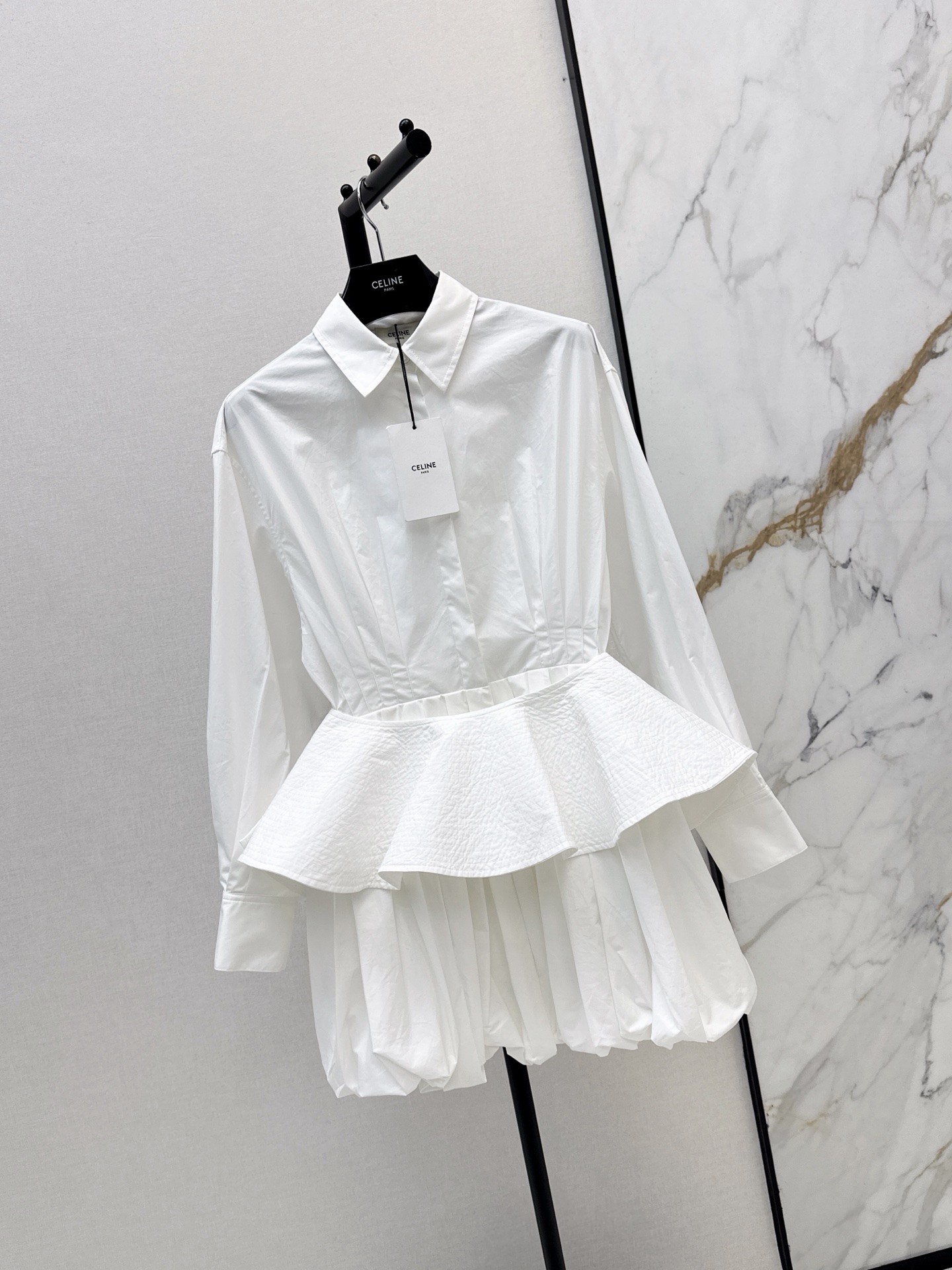 Celi 26fw detachable ruffle belted shirt dress