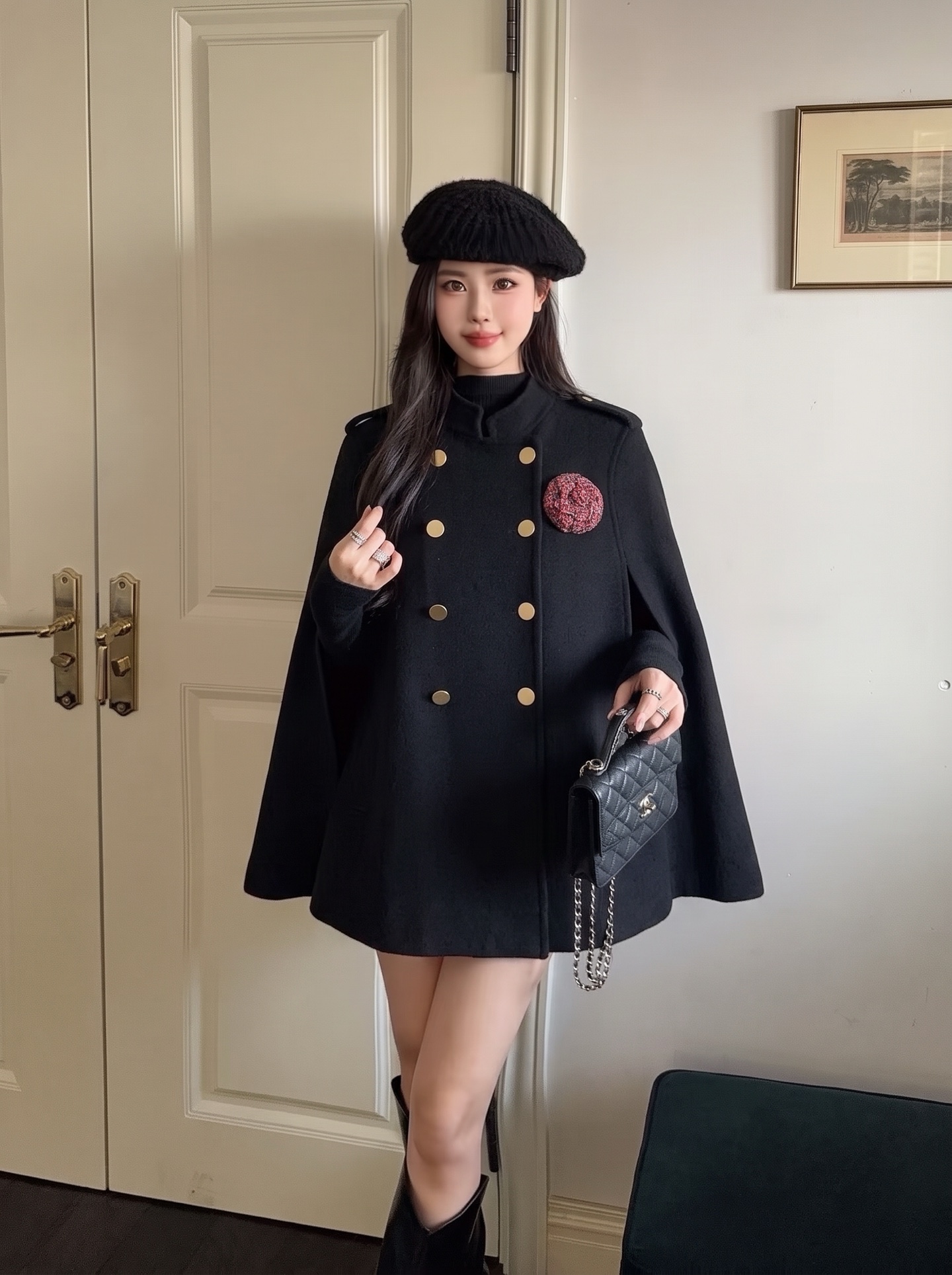 Chan 26fw woolen cape jacket