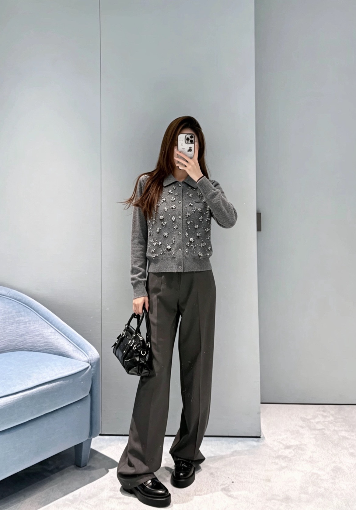 Miu 26ss rhinestone knitwear