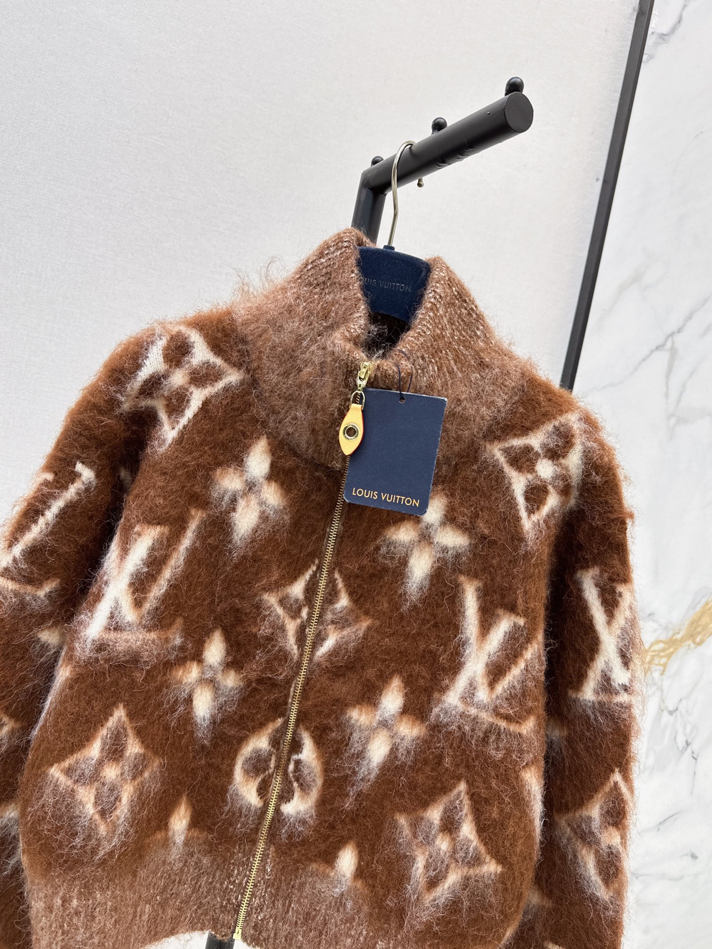 Loui 26fw jacquard zipper knit cardigan