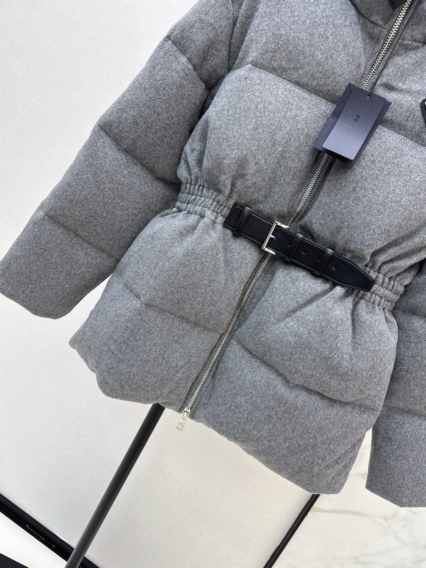 Pra 26fw belted woolen down jacket