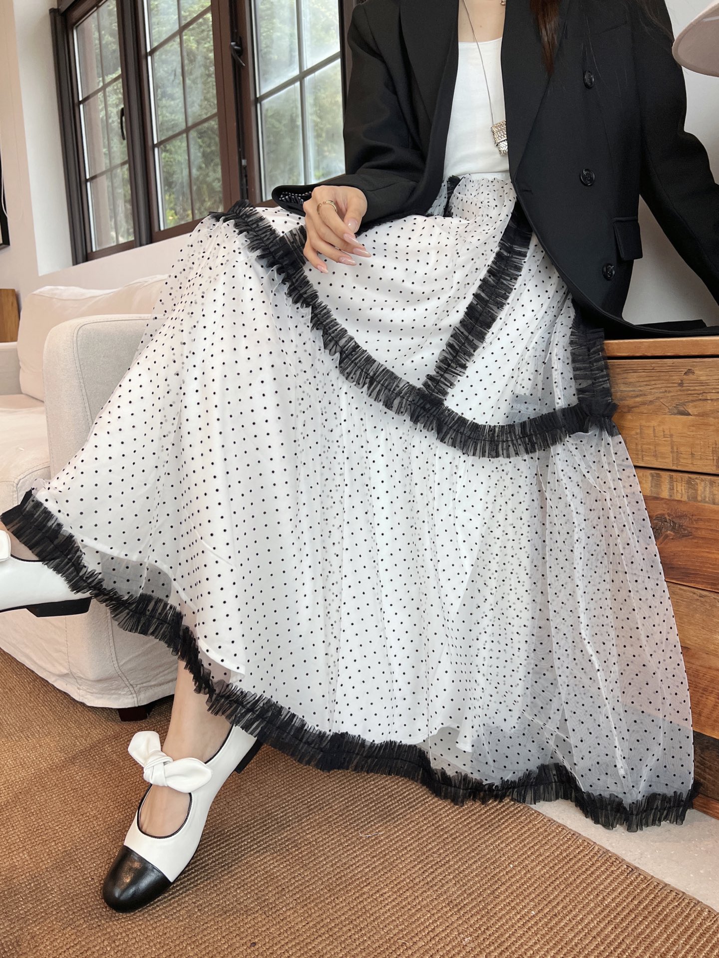 CD 26fw pokla dots mesh skirt