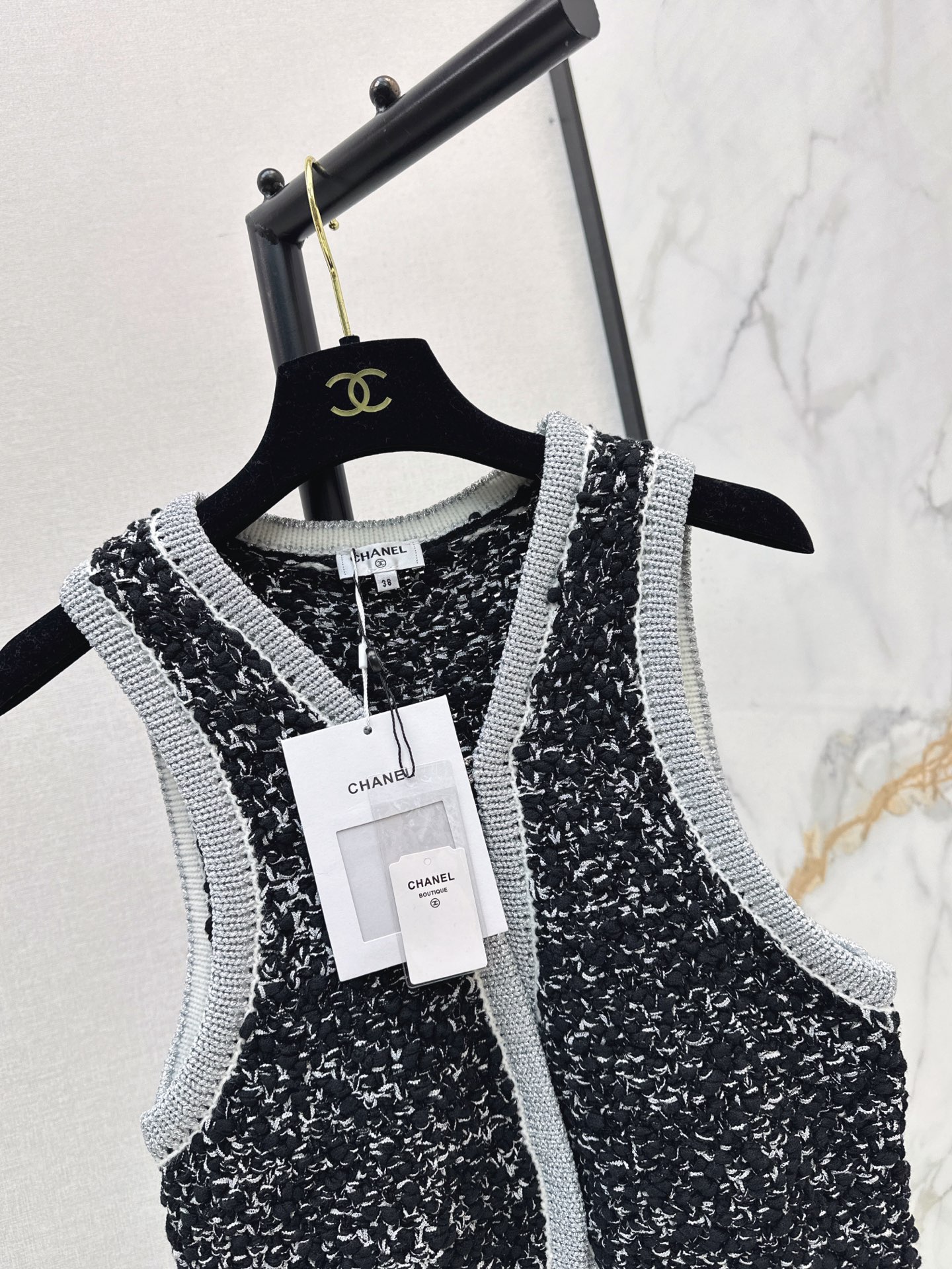Chan 26fw tweed knit vest