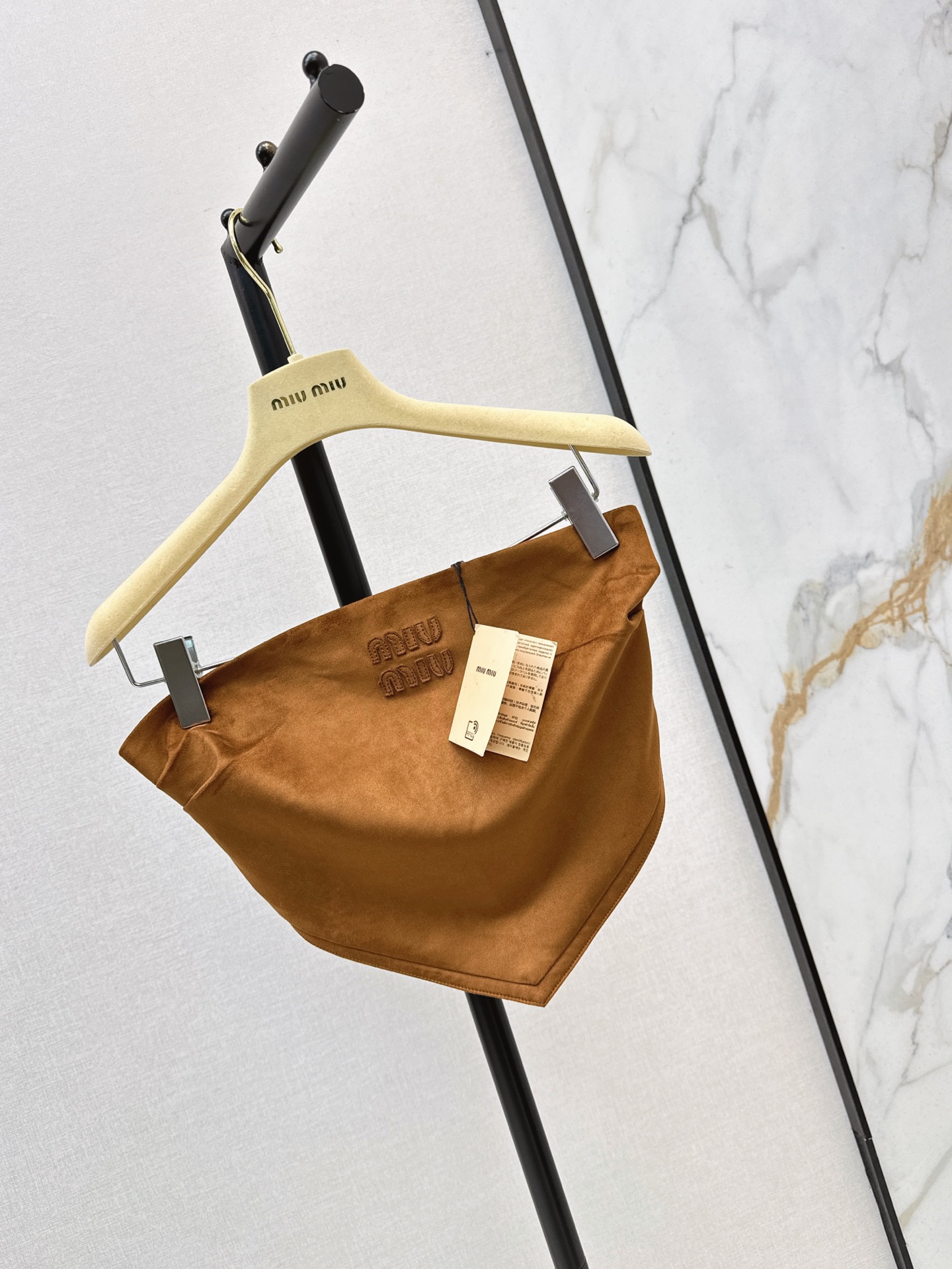 Miu 26fw suede-effect strapless top