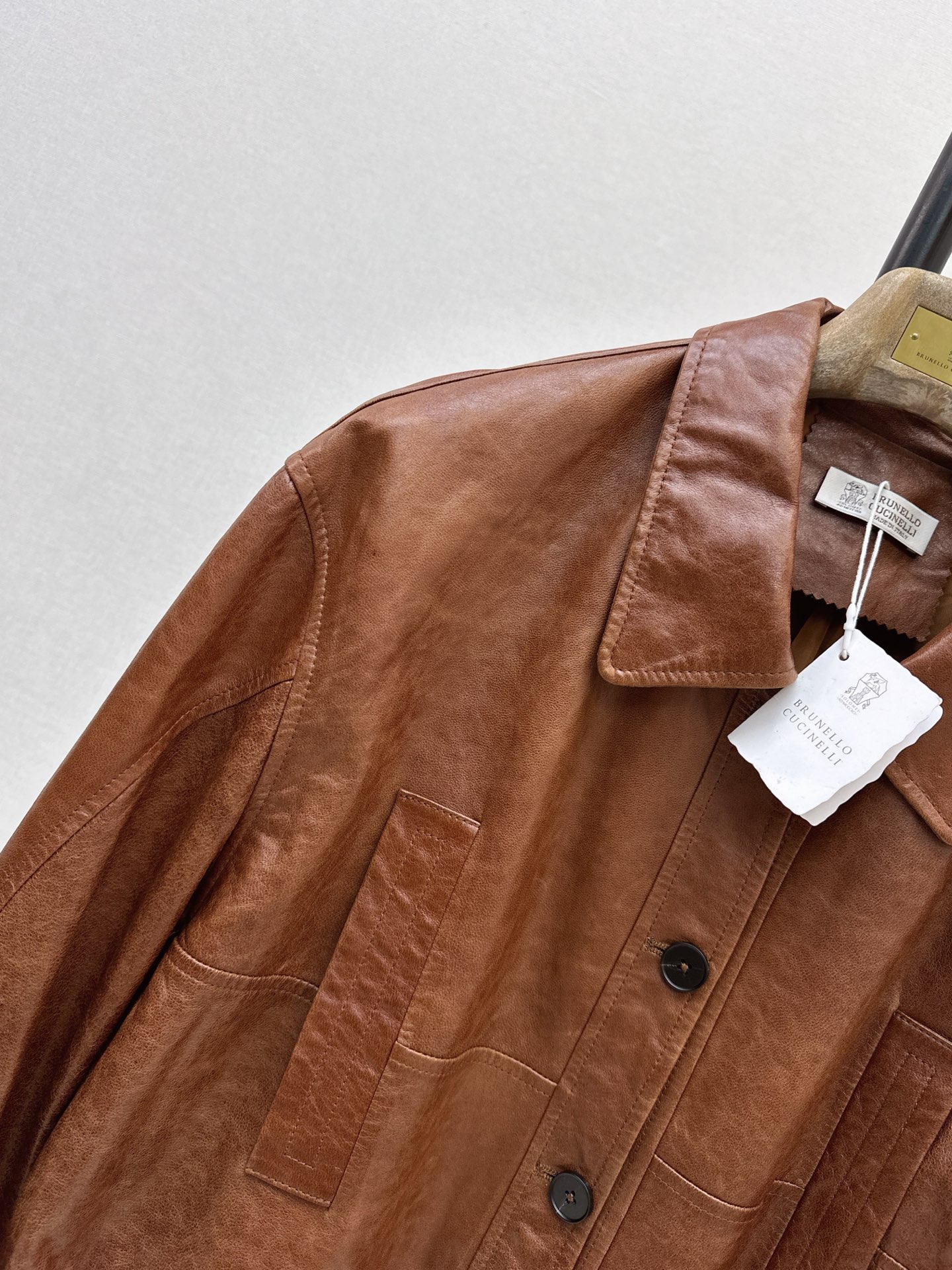 Brun 26fw cropped leather jacket