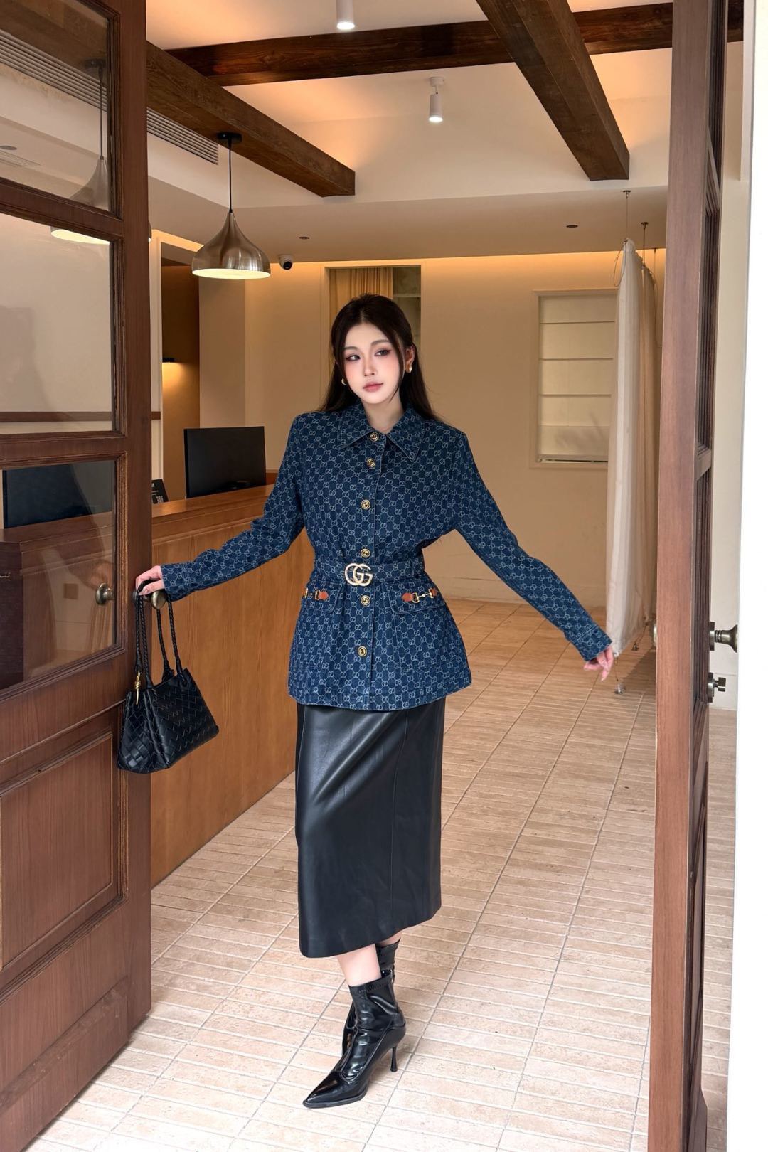 Guc 26fw jacquard belted jacket