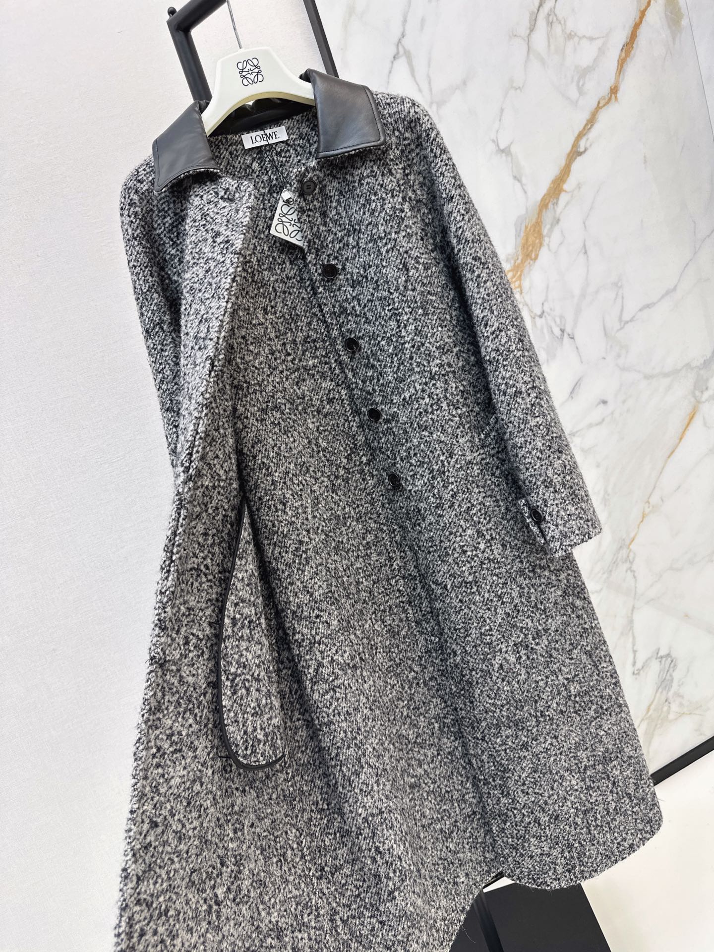 Loe 26fw woolen belted overcoats