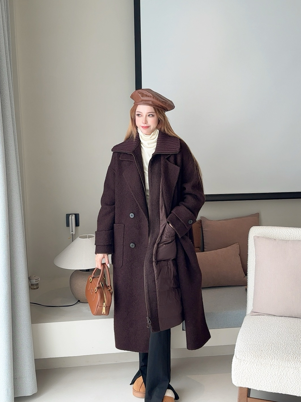 Max 26fw down vest double breasted overcoats set