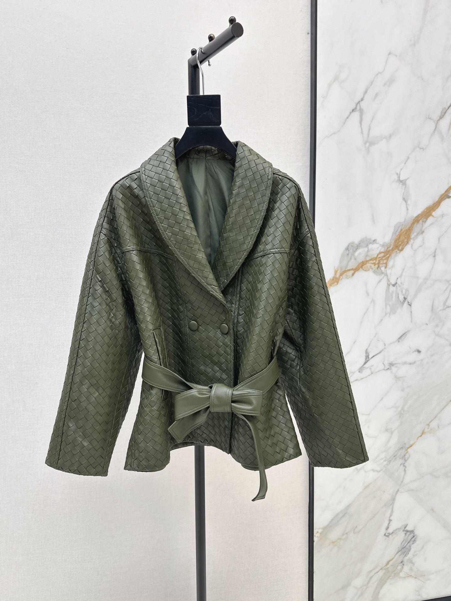 Bott 26ss leather woven jacket