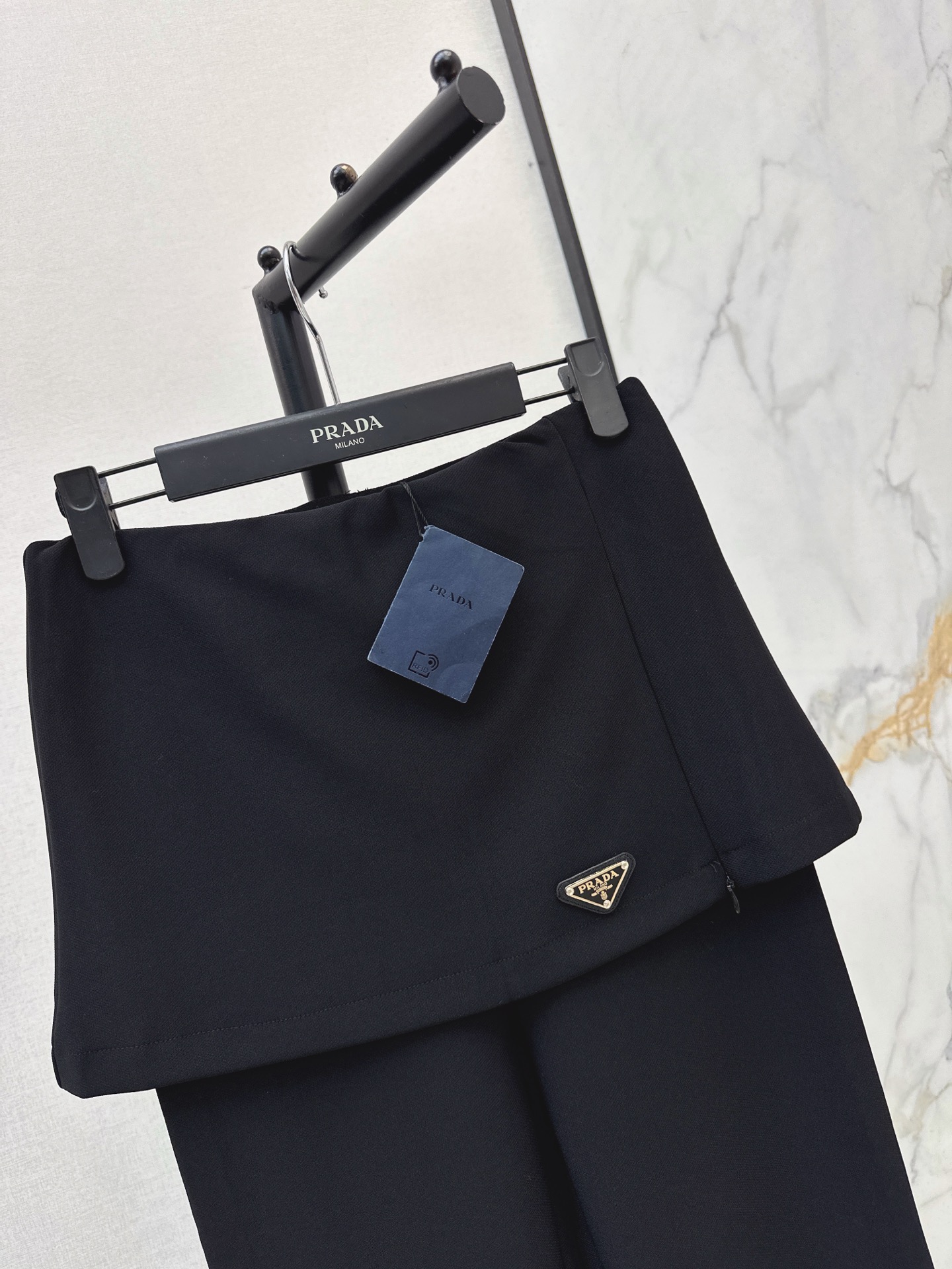 Pra 26fw skirt-overlay slim-fit pants