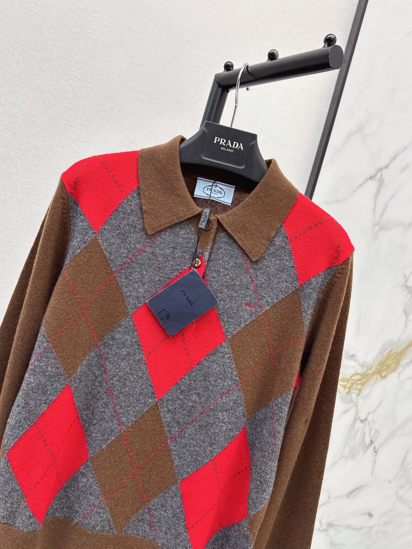 Pra 26fw jacquard polo knitwear