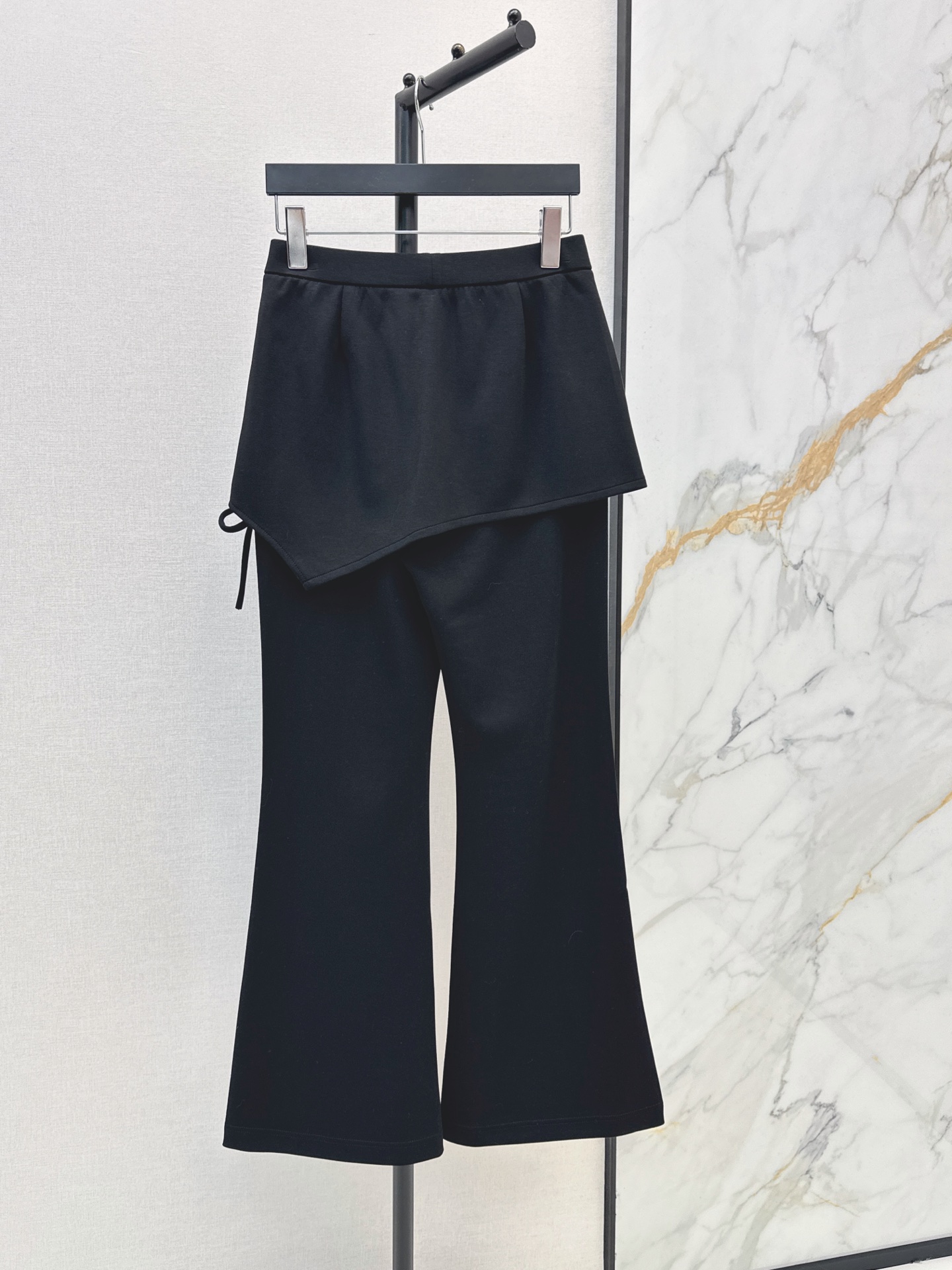 Sain 26fw asymmetric skirt-overlay flared pants
