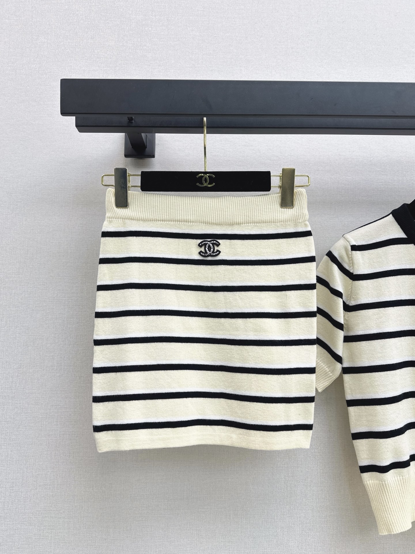 Chan 26fw stripe knit sweater skirt sets
