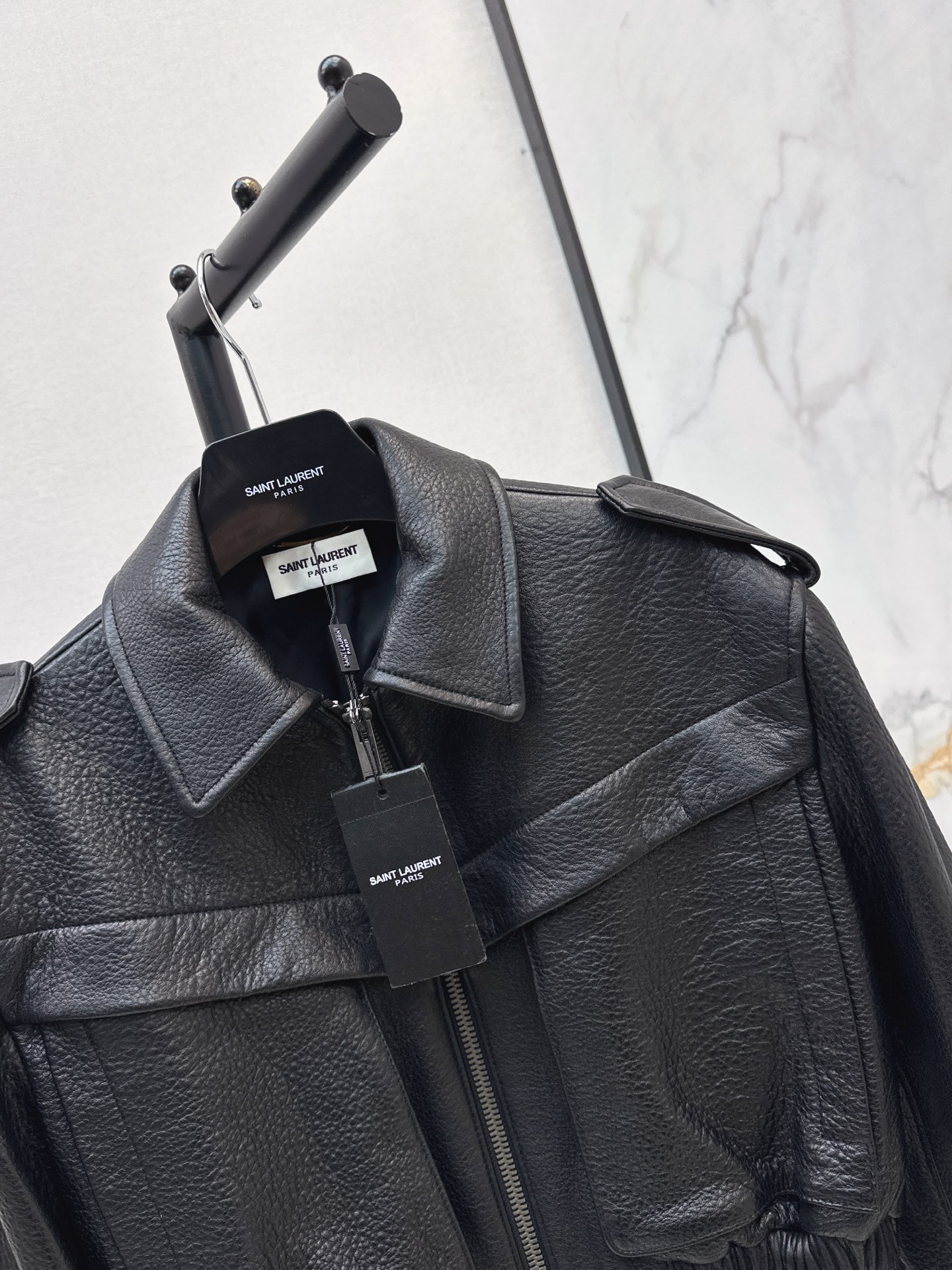 Sain 26fw cropped leather jacket