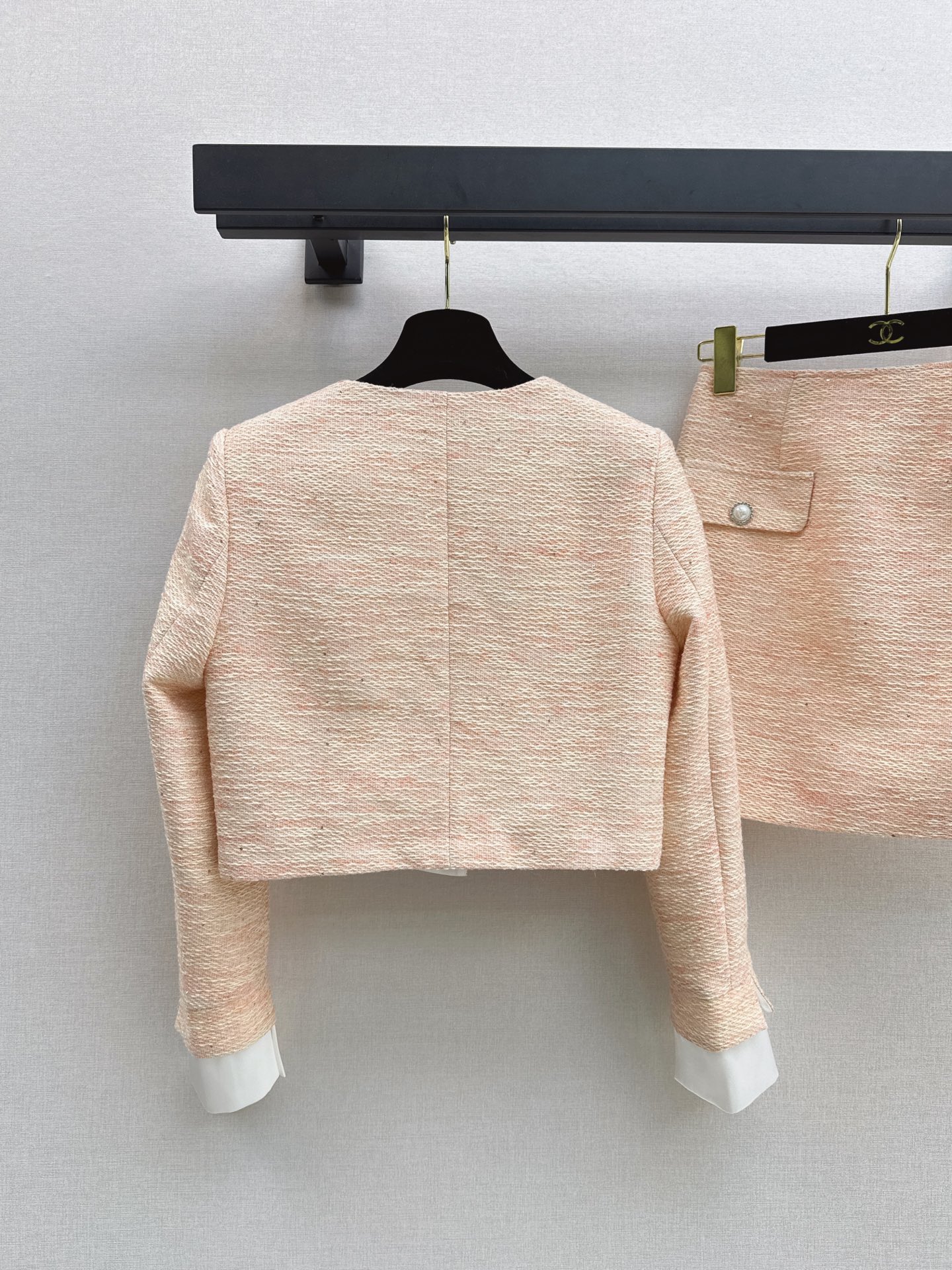 Chan 26fw cropped tweed jacket skirt sets