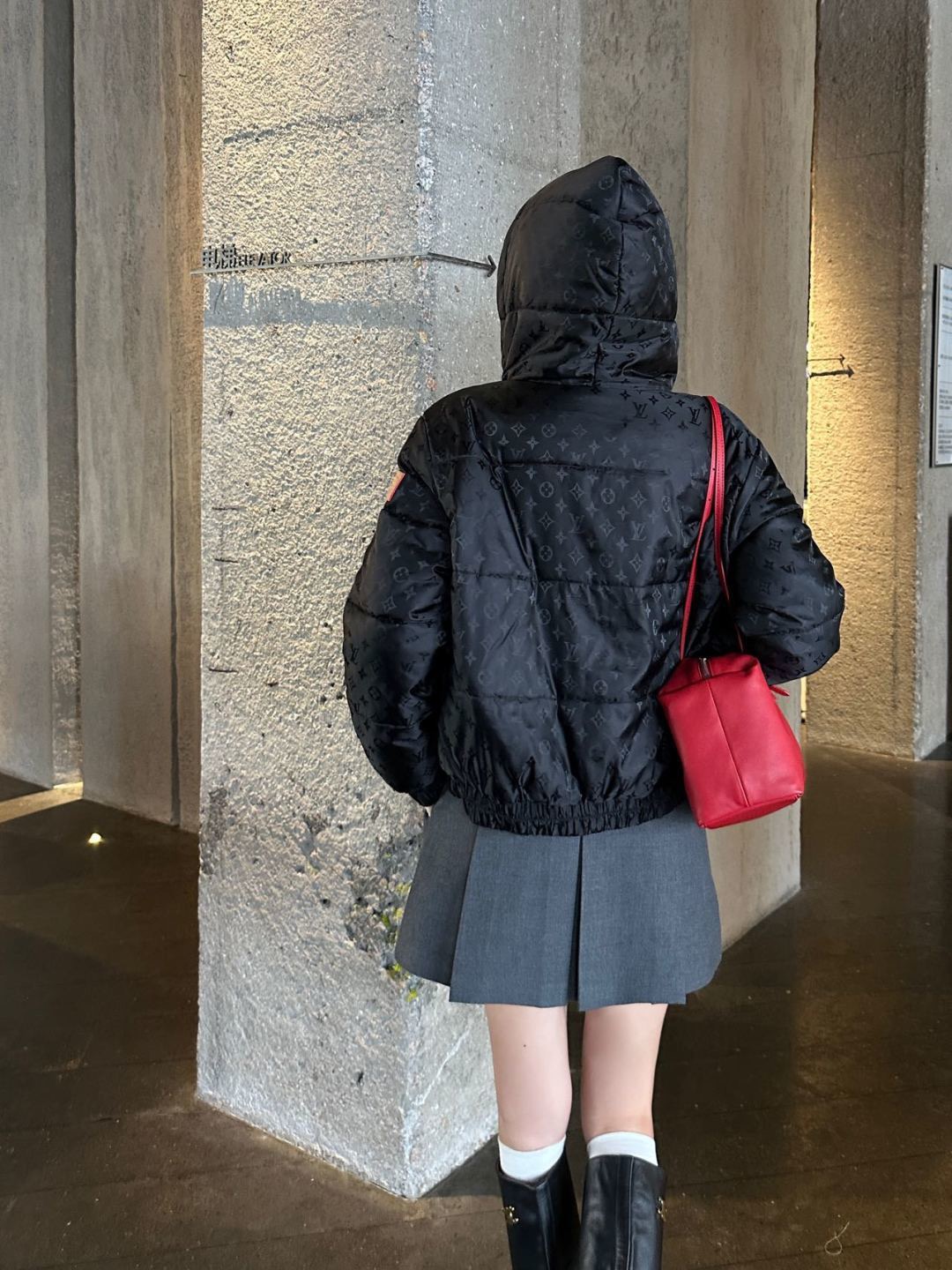 Loui 26fw jacquard hooded padded jacket