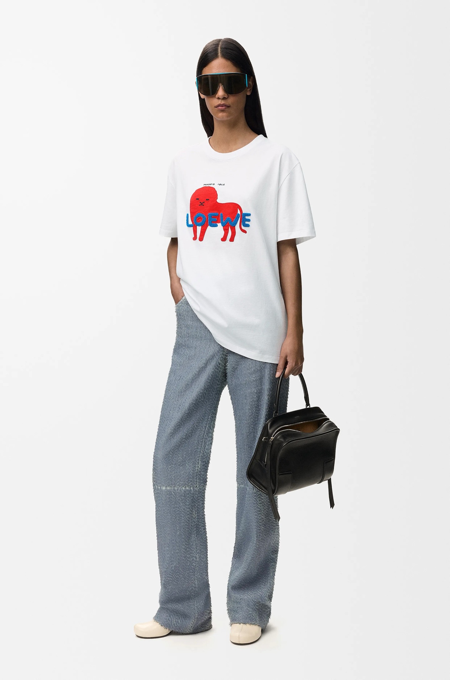 Loe 26ss print embroidery t-shirt