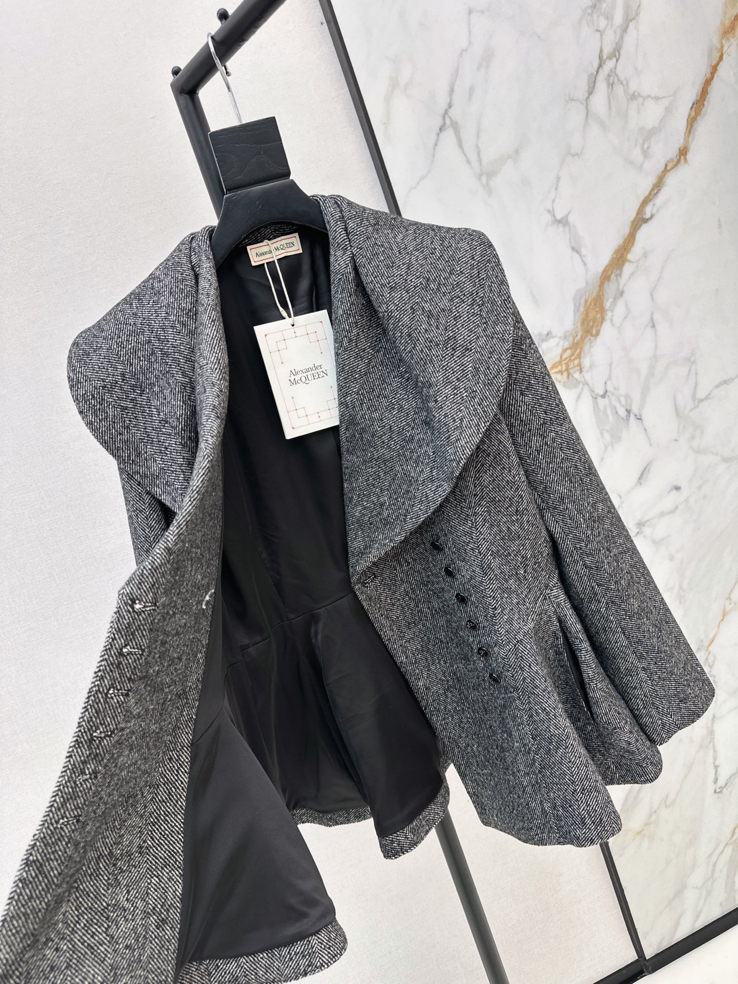 Alex 26fw herringbone peplum blazer