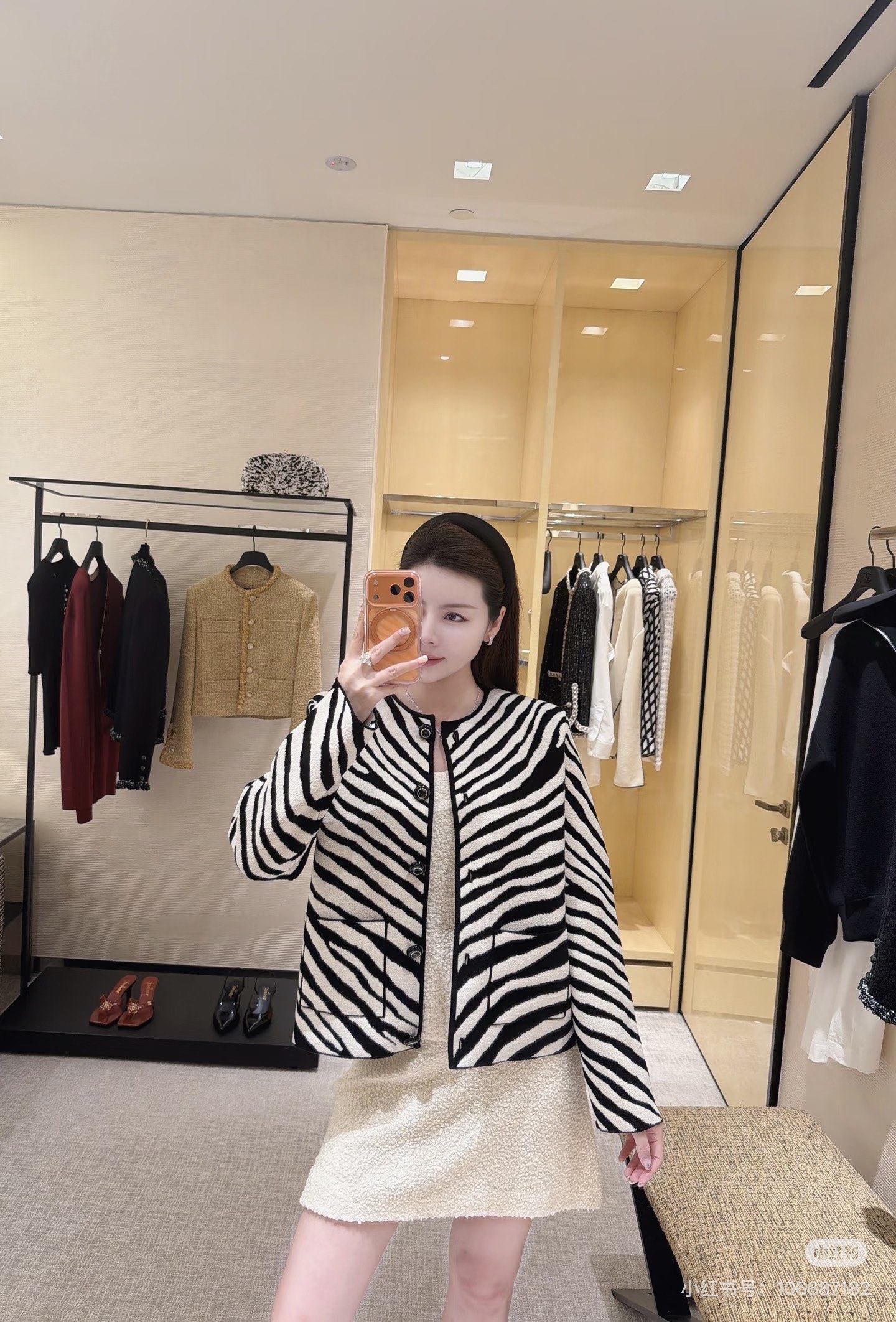 Chan 26fw zebra-pattern textured knit cardigan