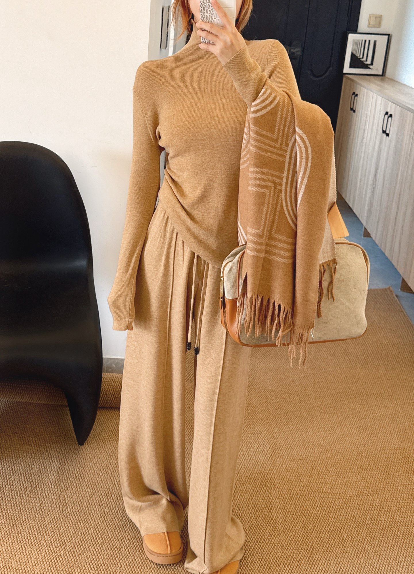 Her 26fw knit knitwear shawls pants sets