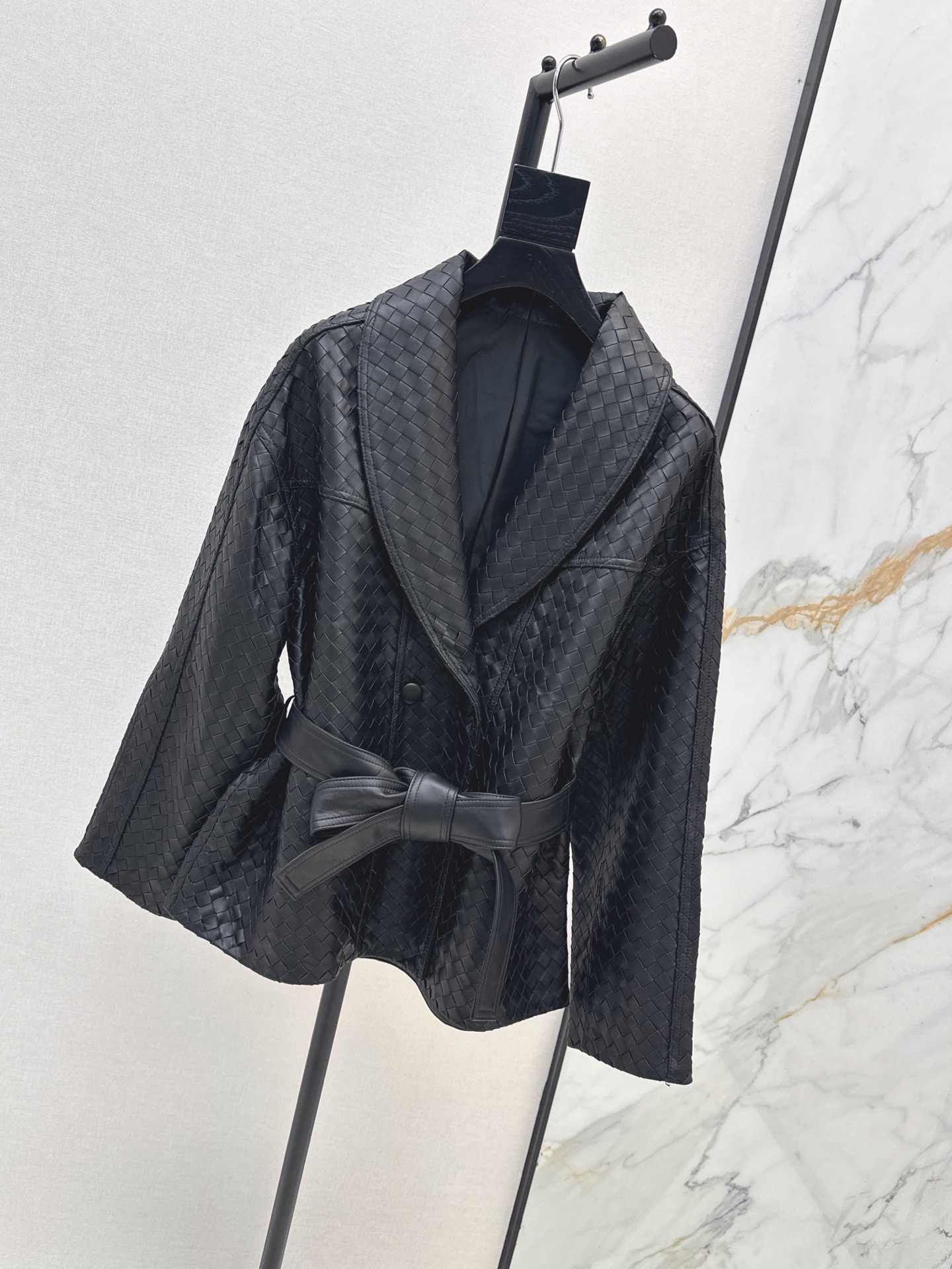 Bott 26ss leather woven jacket