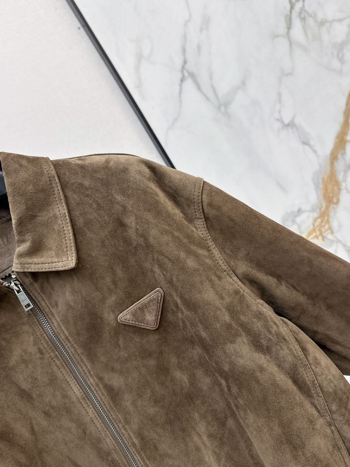 Pra 26fw suede leather jacket