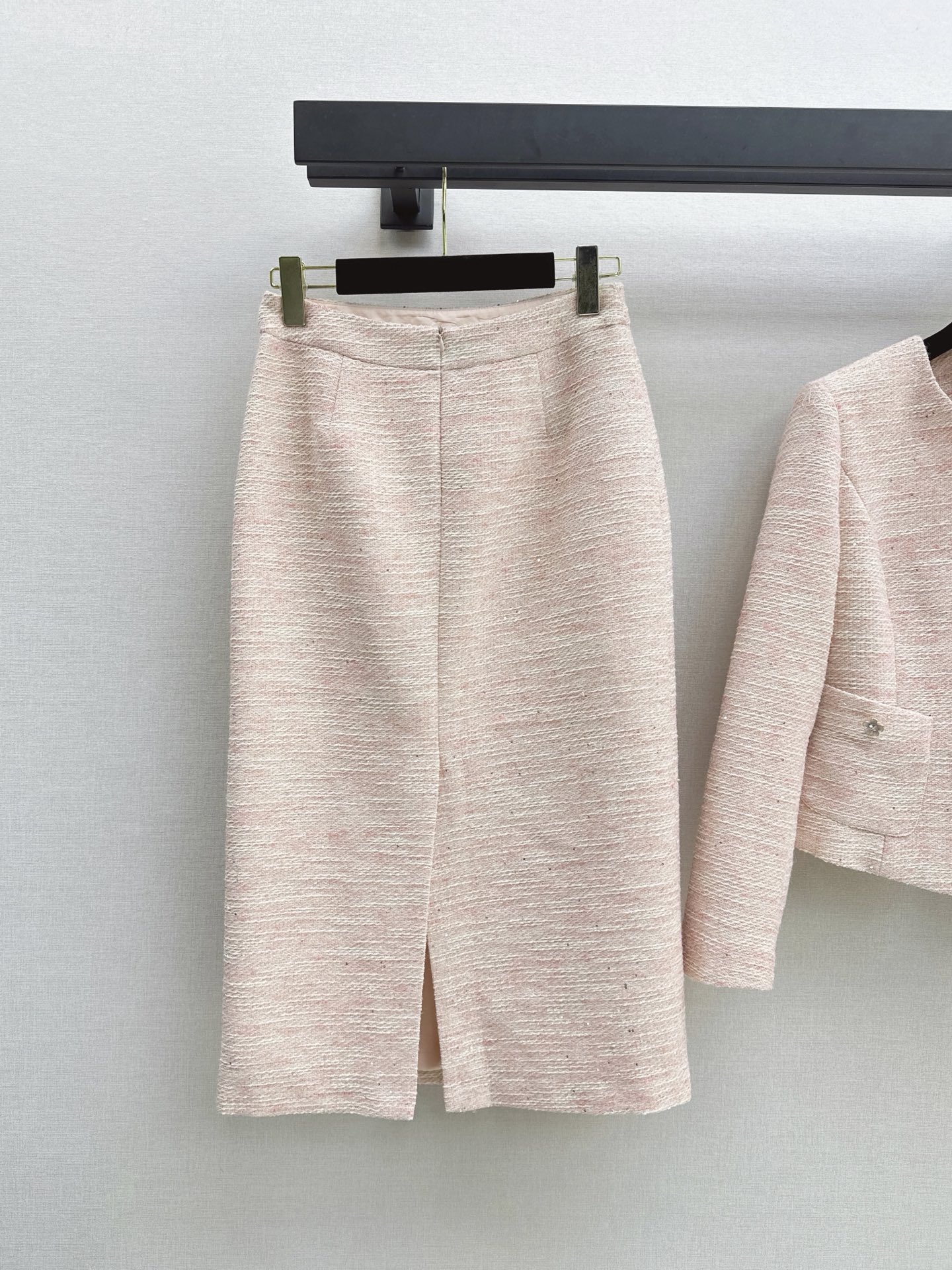 Chan 26fw tweed woven jacket skirt sets