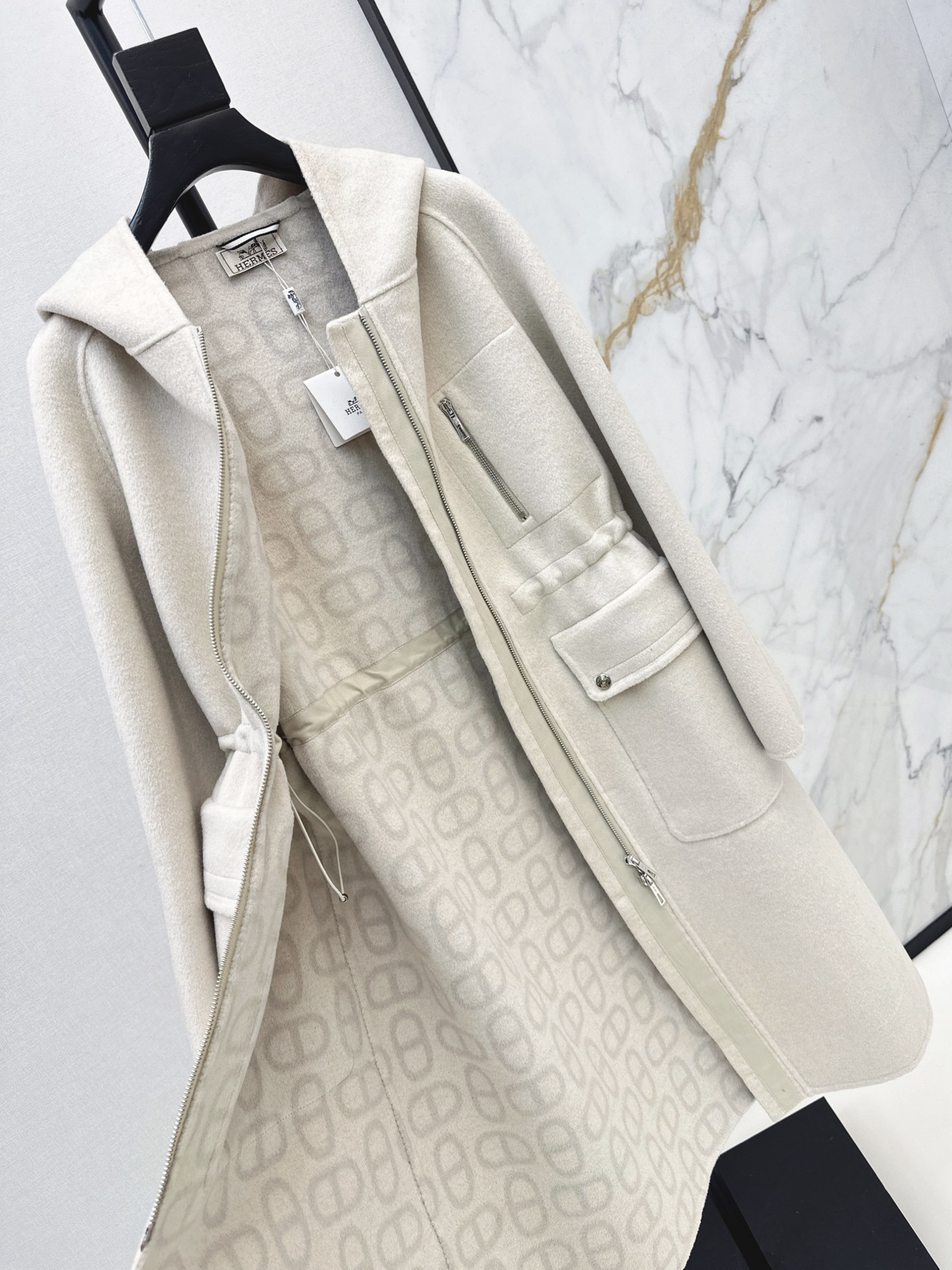 Her 26fw drawstring hooded overcoats