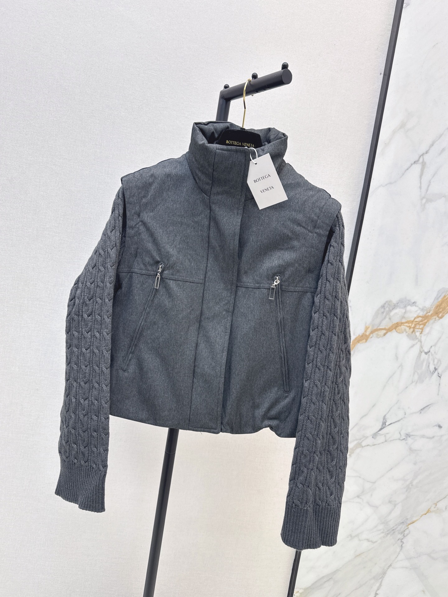 Bott 26fw detachable sleeve knit contract down jacket