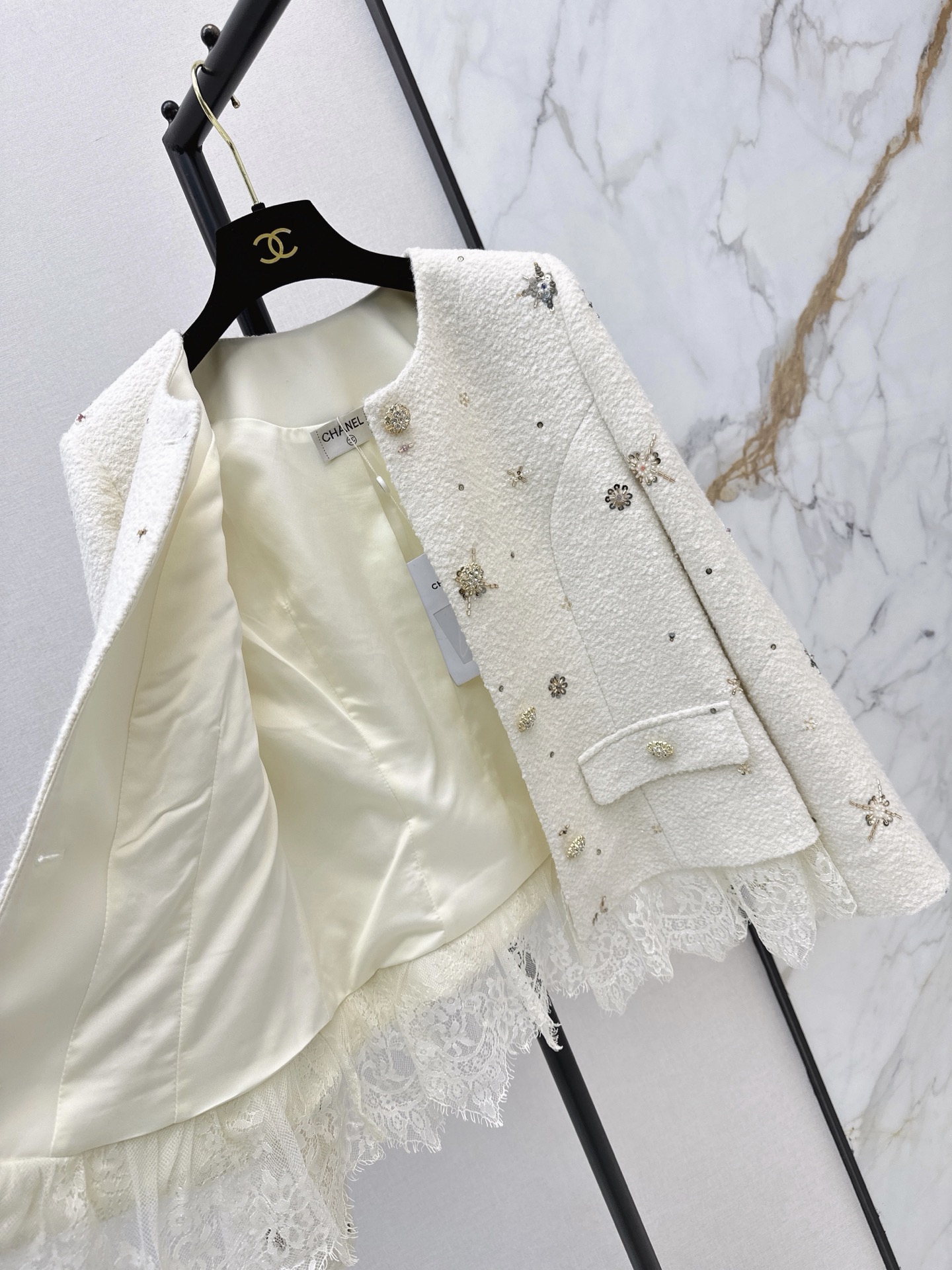 Chan 26fw lace contract woven jacket