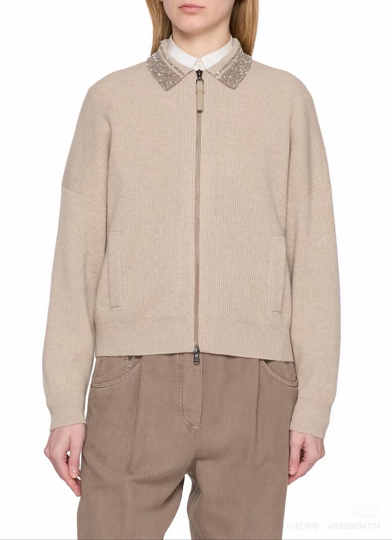 Brun 26fw beading knit cardigan