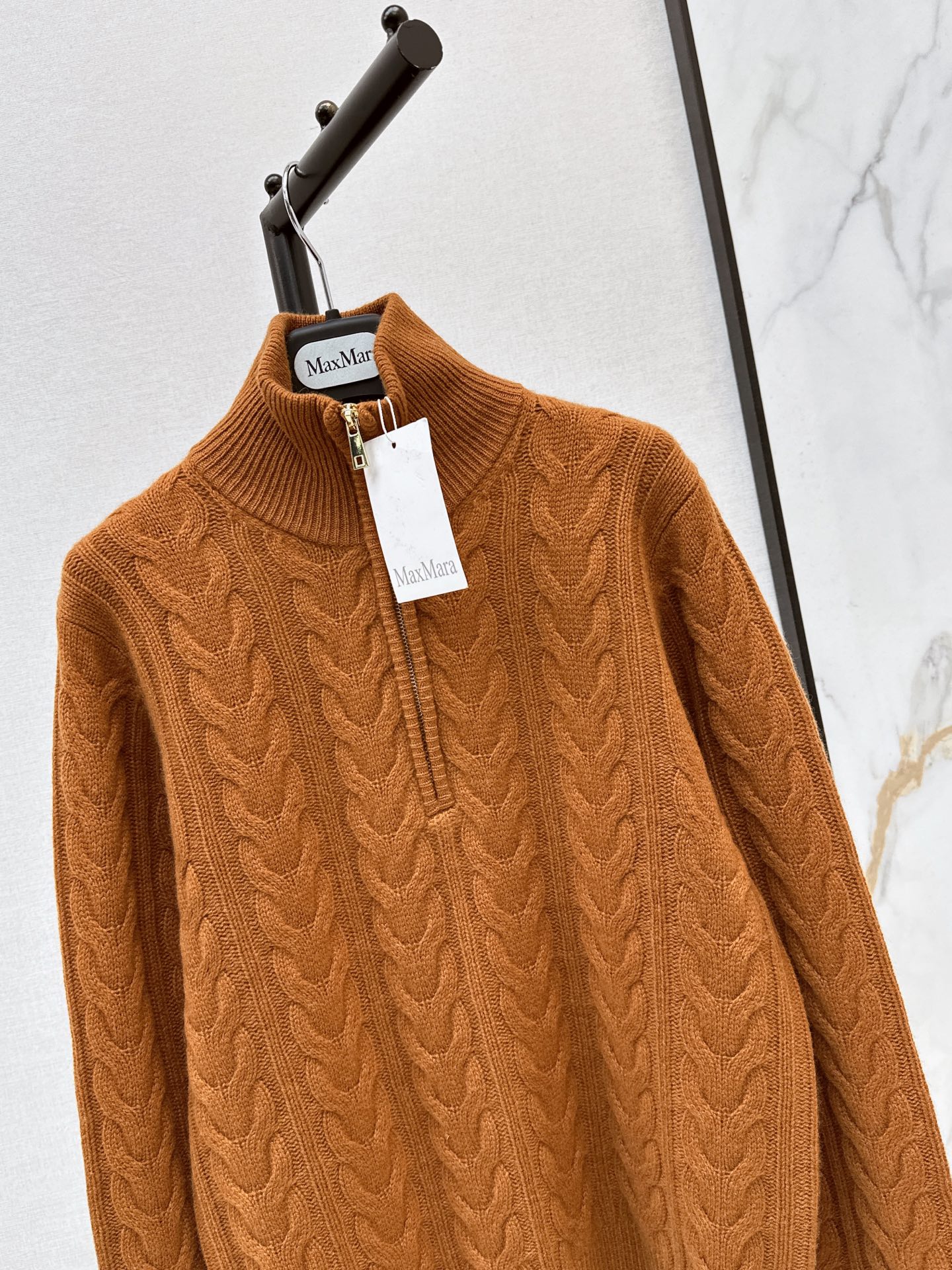 Max 26fw cable half-zip knit sweater