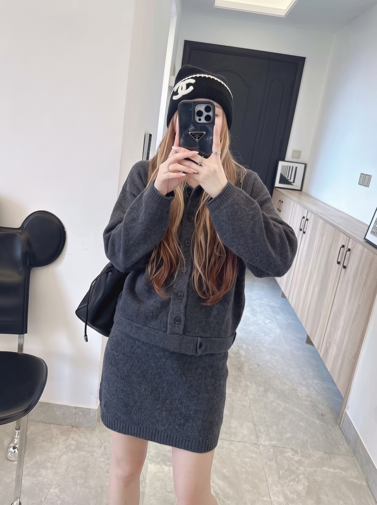Max 26fw knit cardigan skirt sets