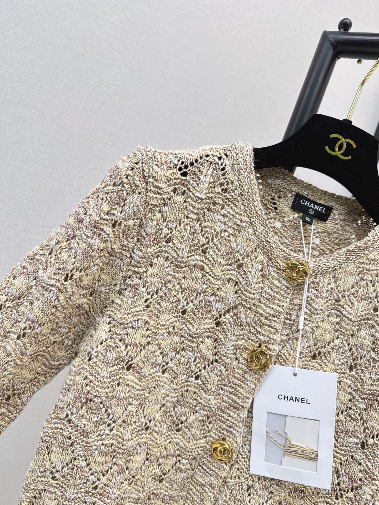 Chan 26fw hollow jacquard cardigan