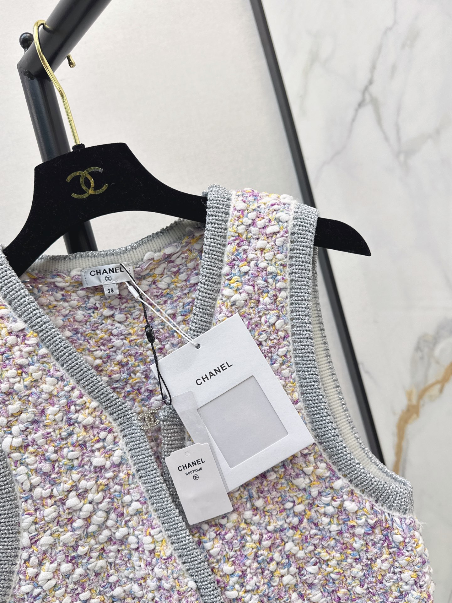 Chan 26fw tweed knit vest