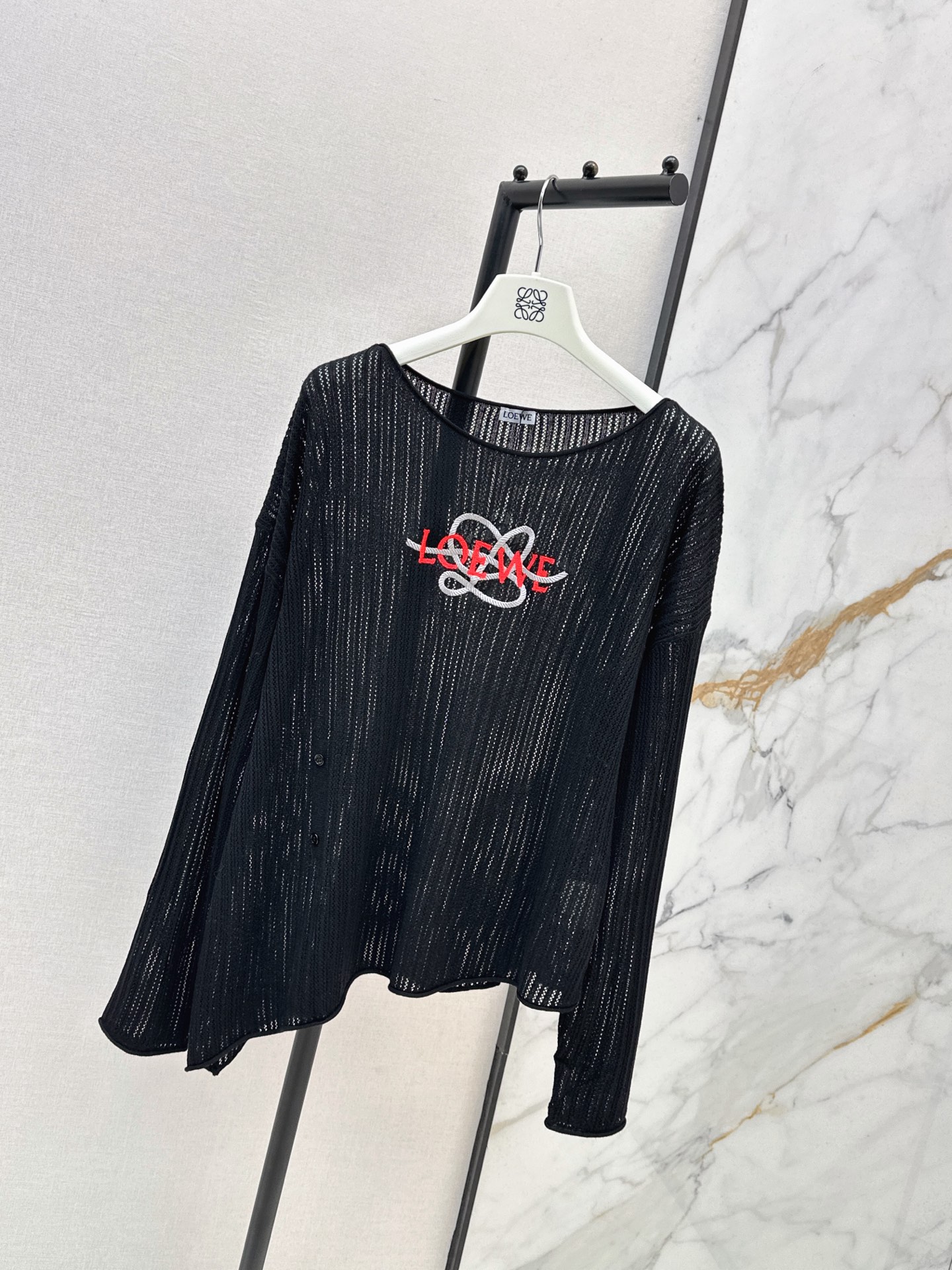 Loe 26fw embroidery hollow knitwear