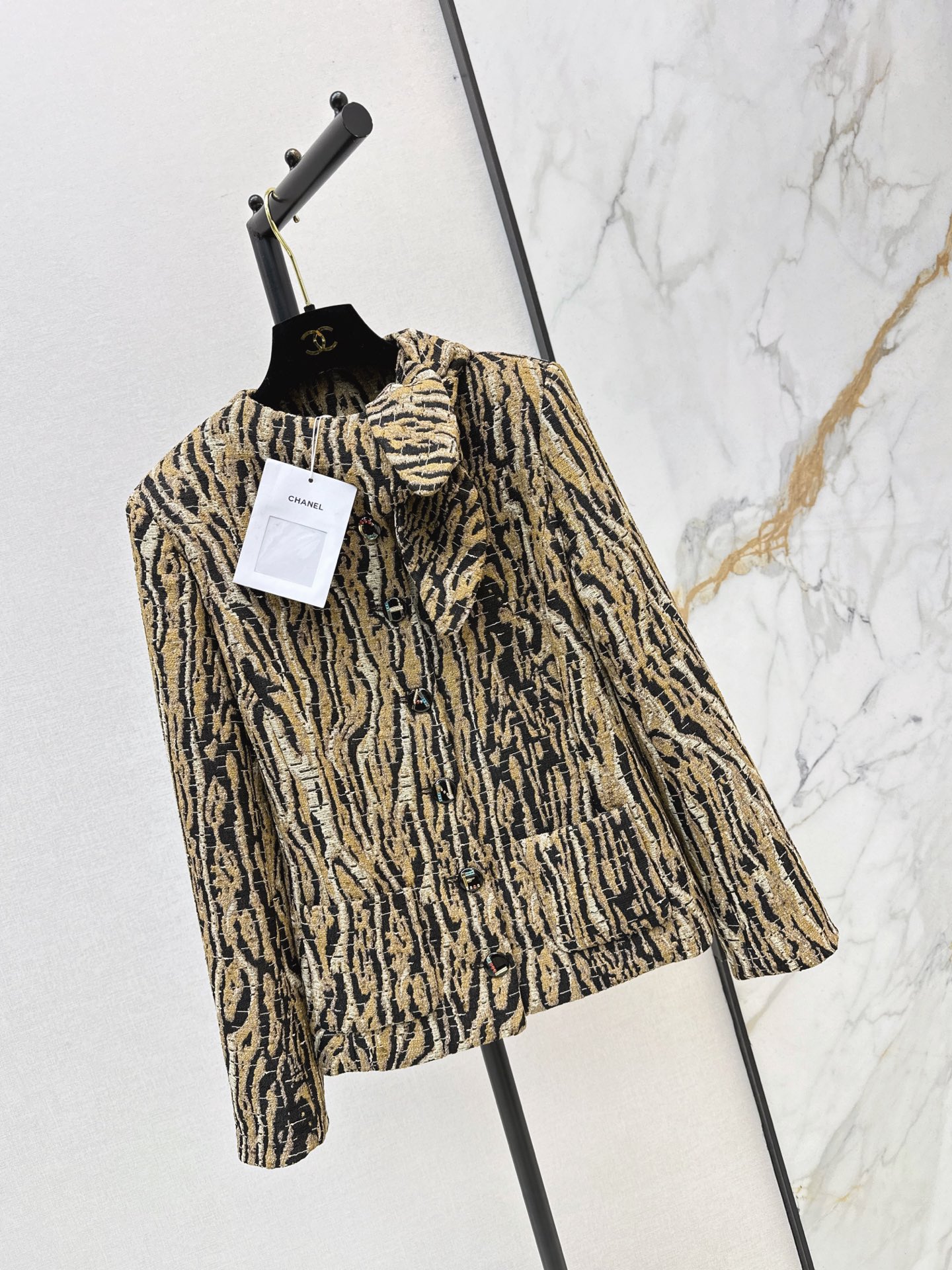 Chan 26fw leapard jacquard woven jacket