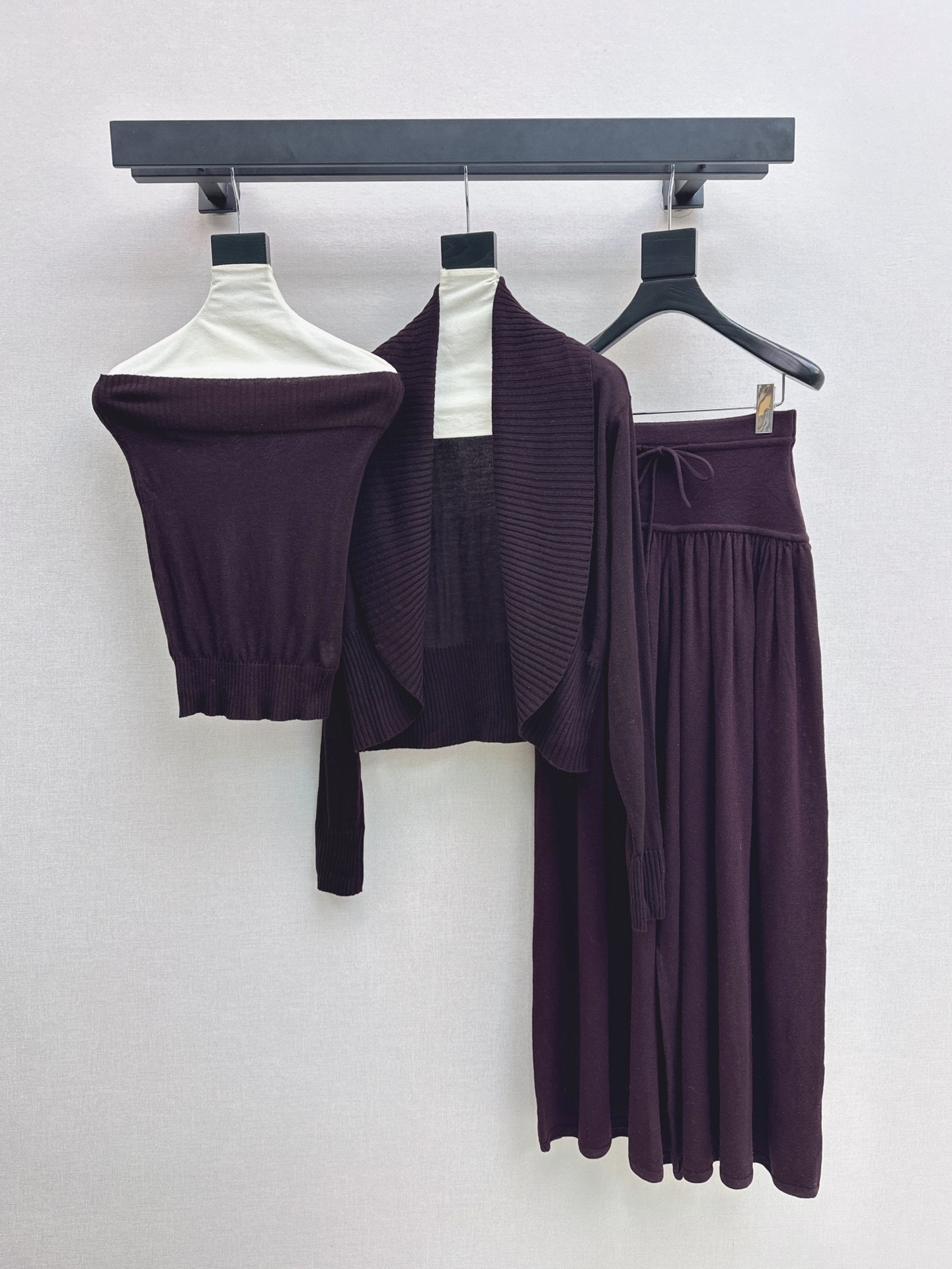 Row 26fw wool cardigan tube top pants sets