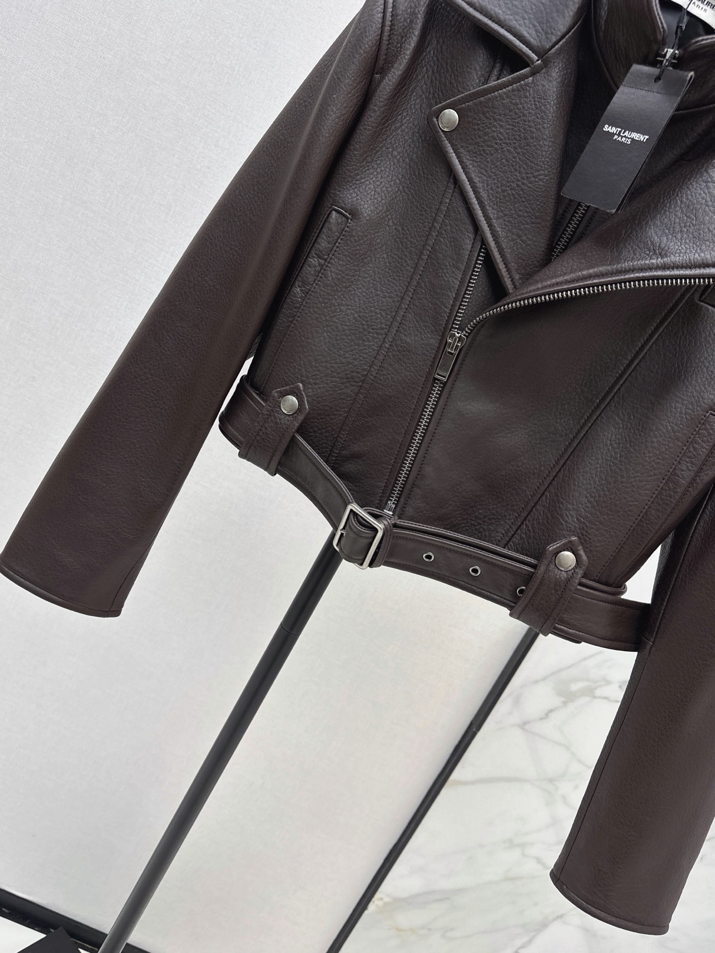 Sain 26fw cropped moto leather jacket