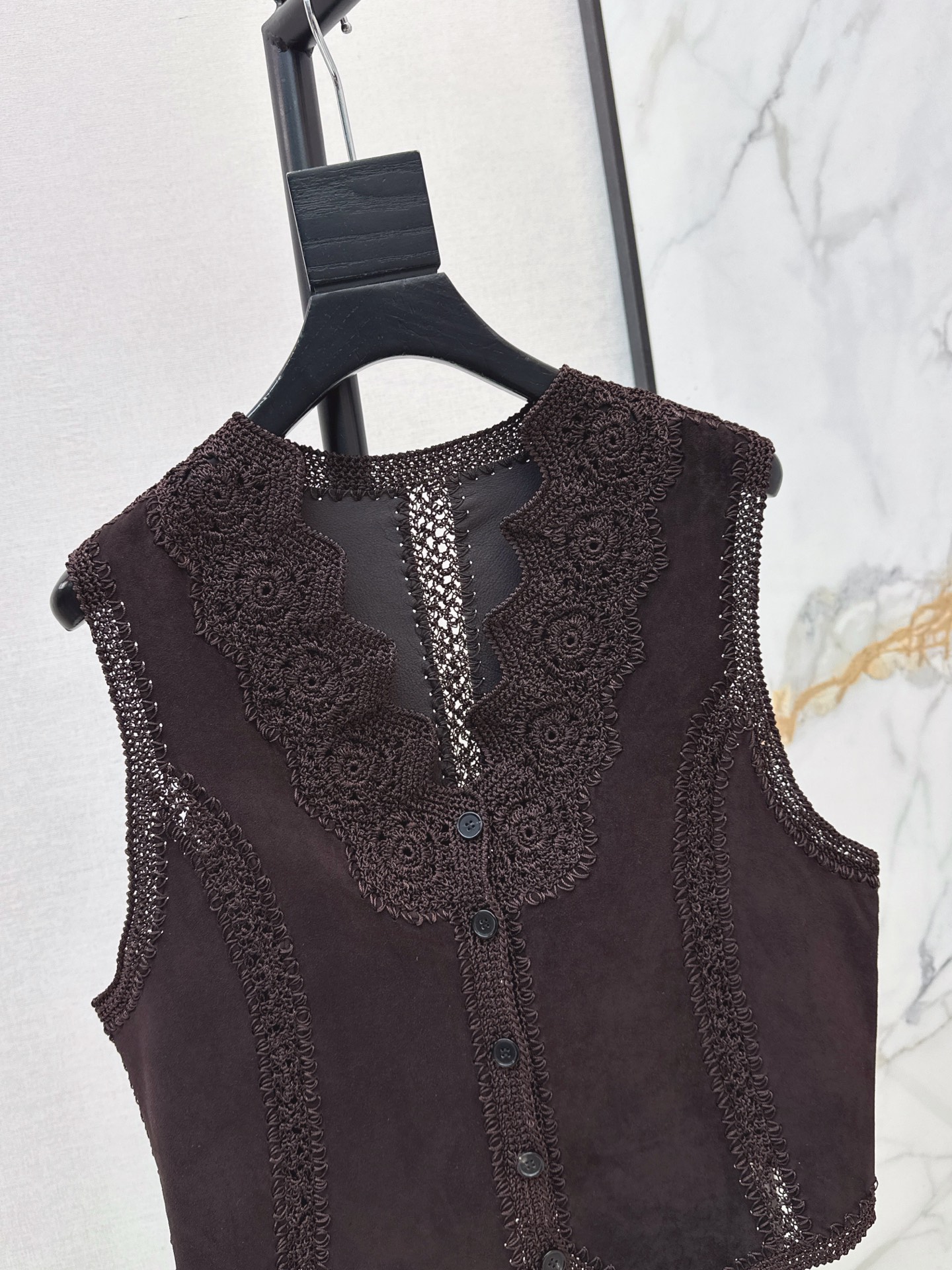 ES 26fw suede fleece leather vest